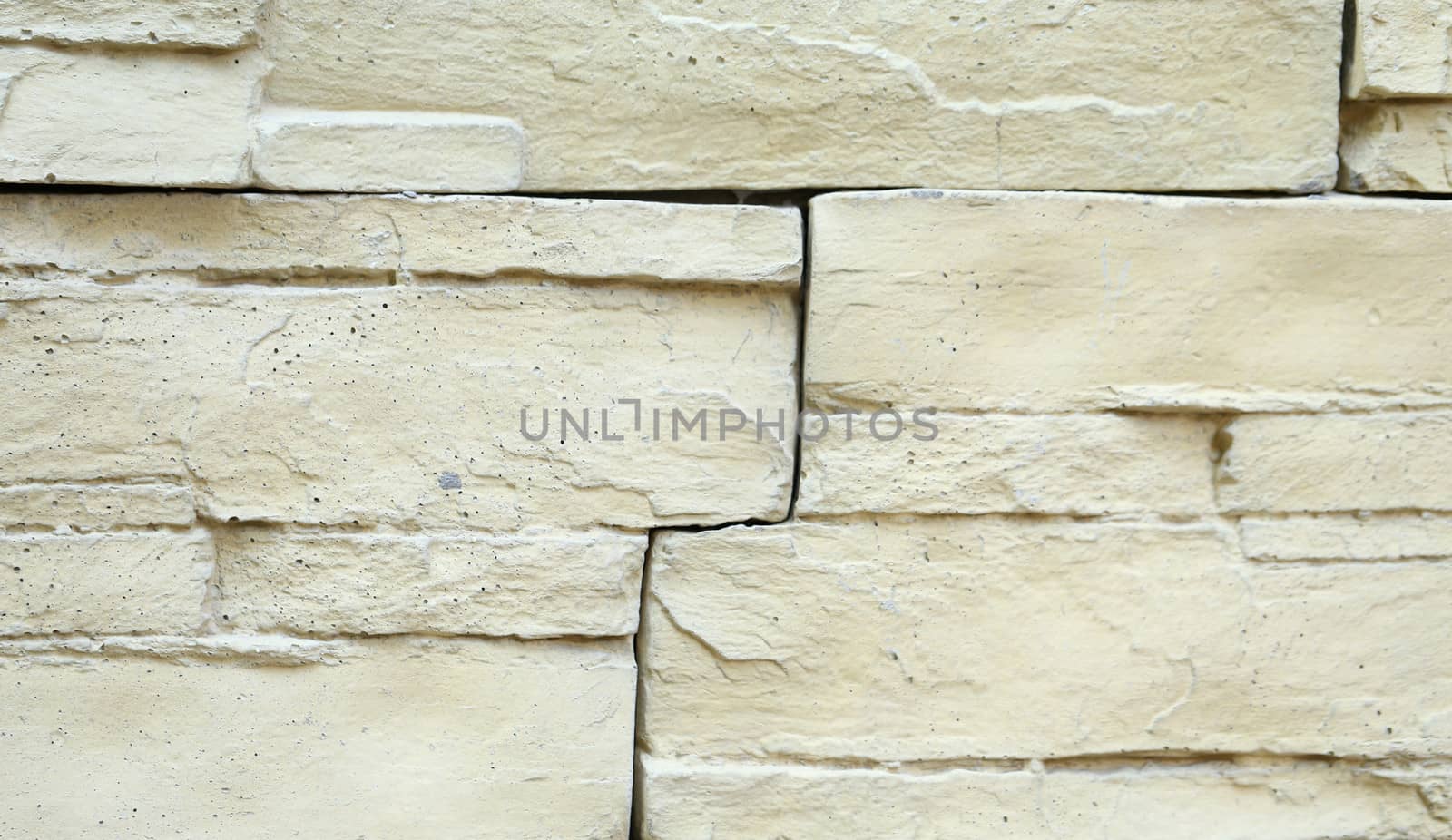 Painted wall of concrete blocks. Close up.