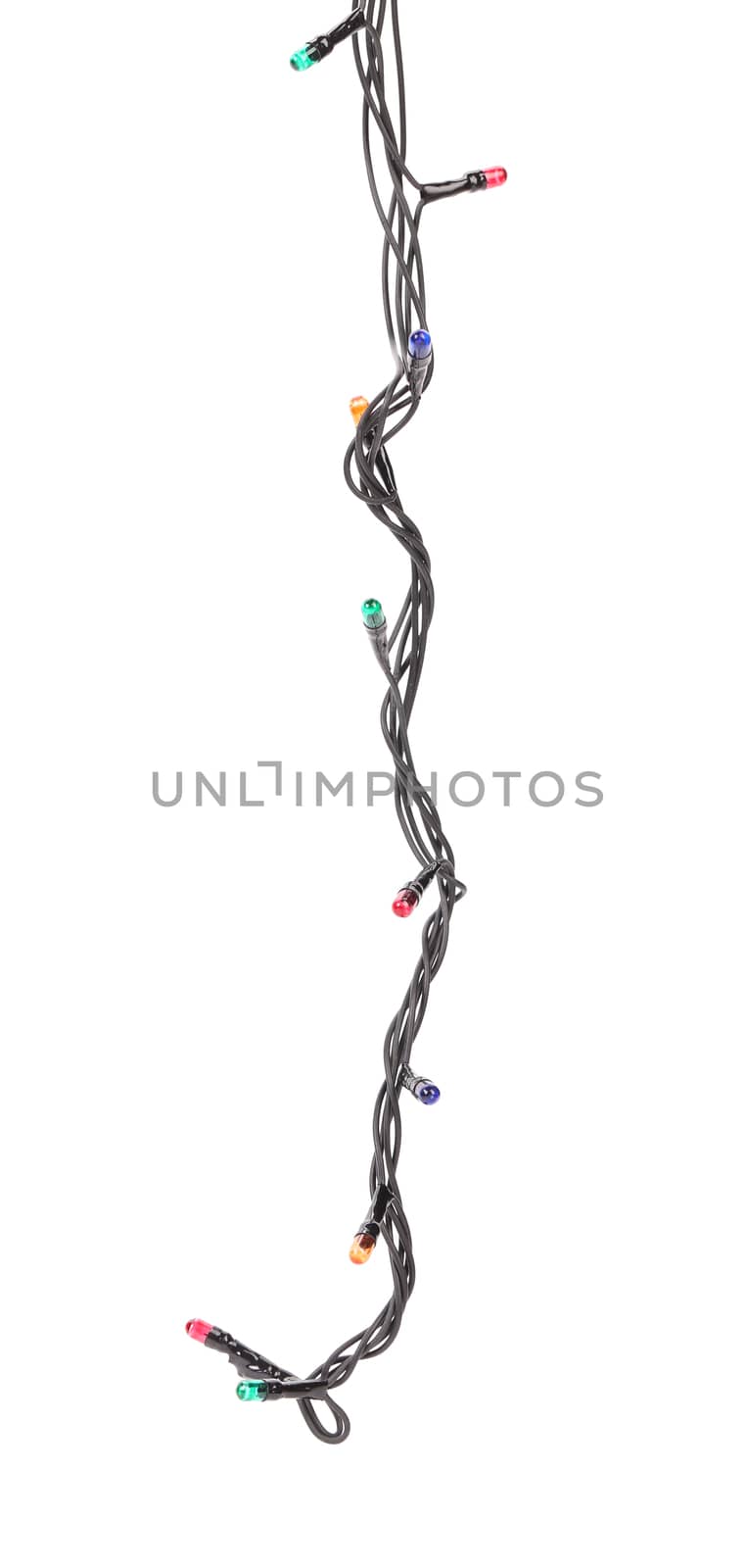 Multicolored lamp festive garland isolated on white background