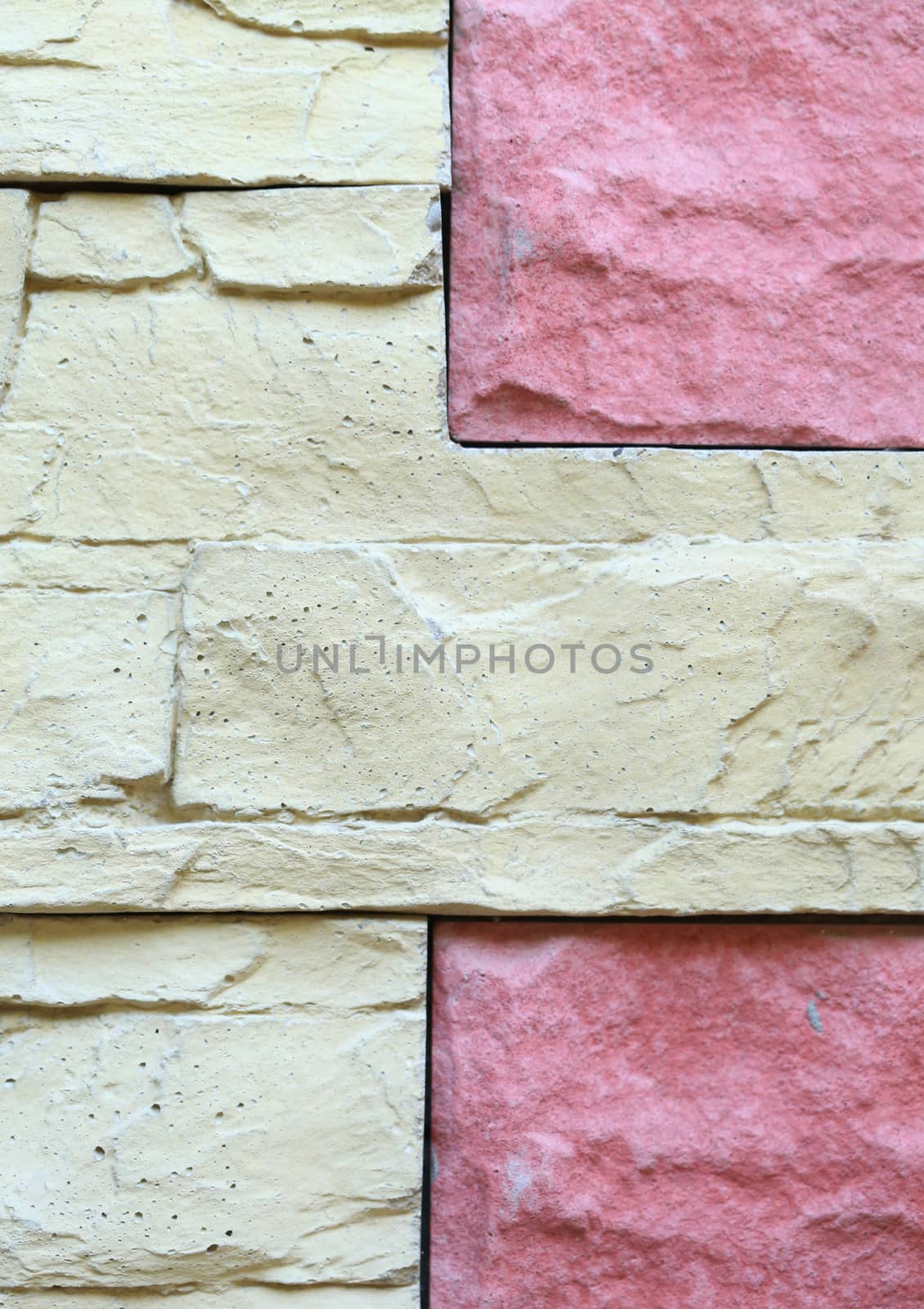 Painted wall of concrete blocks. Close up.