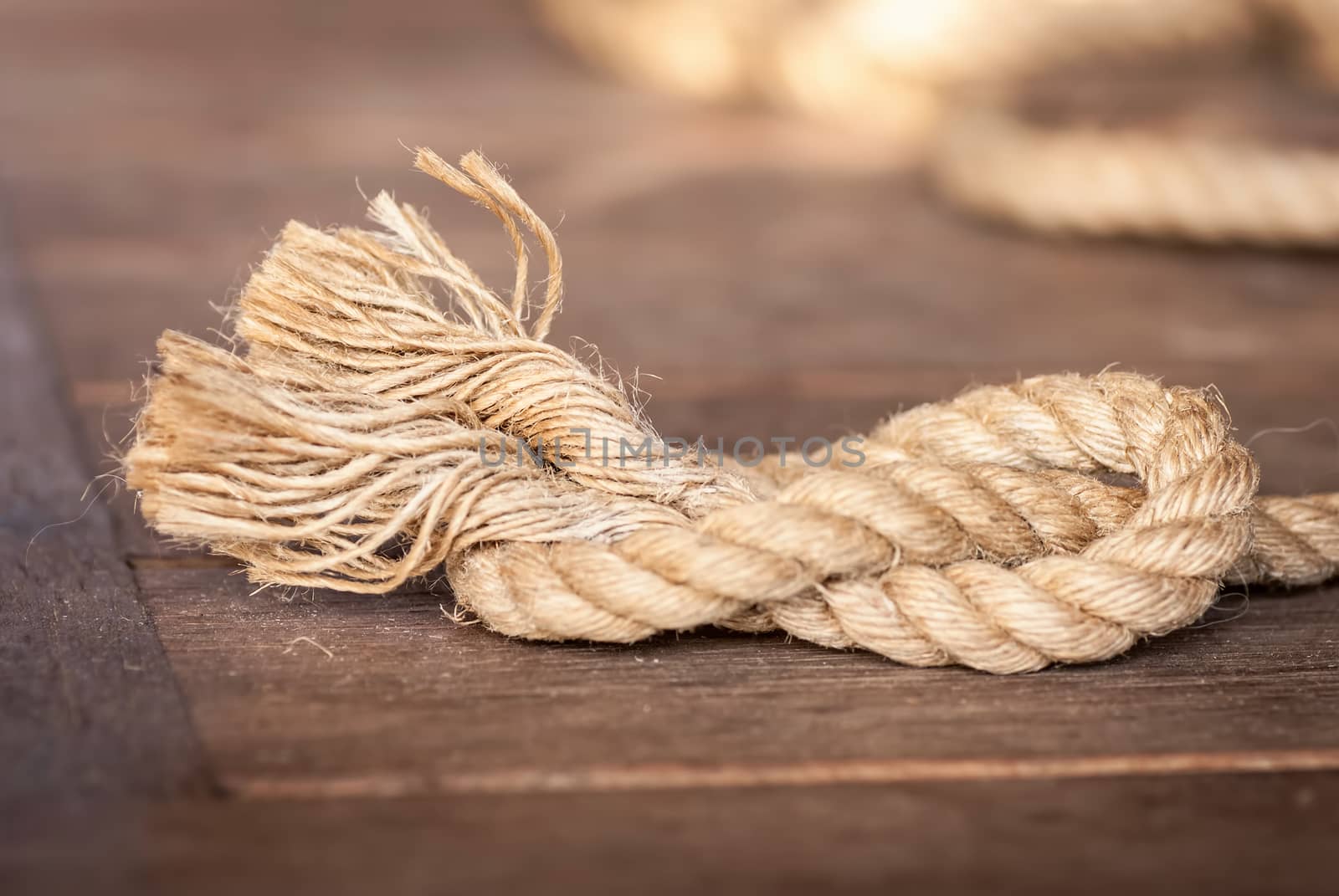 rope on a wooden background by Zhukow