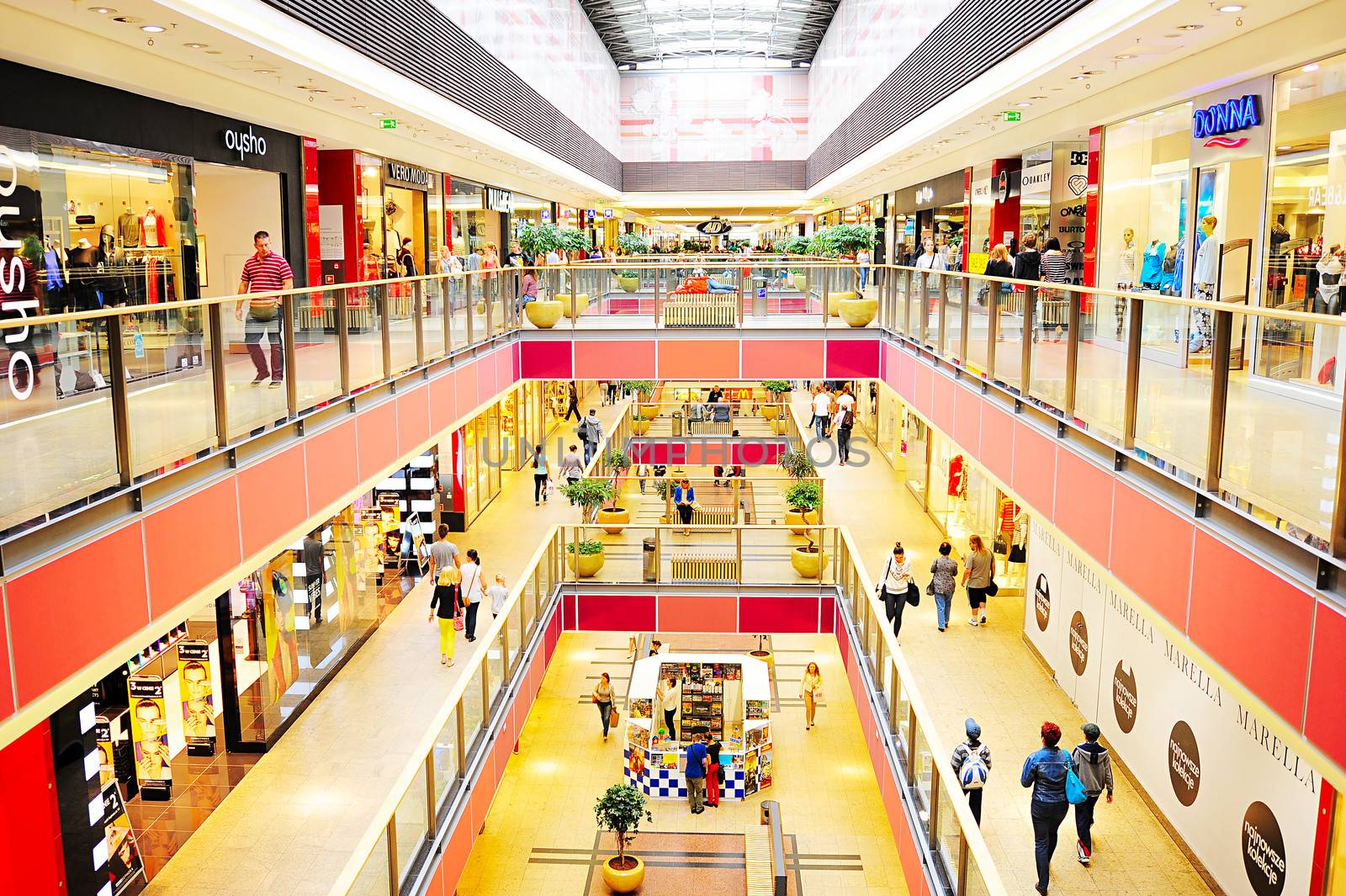 Krakow, Poland - August 26, 2013: Unidentified people at a Galeria Krakowska . Galeria Krakowska has 270 specialty shops, caf��s, and restaurants on three floors in two roof-covered shopping malls