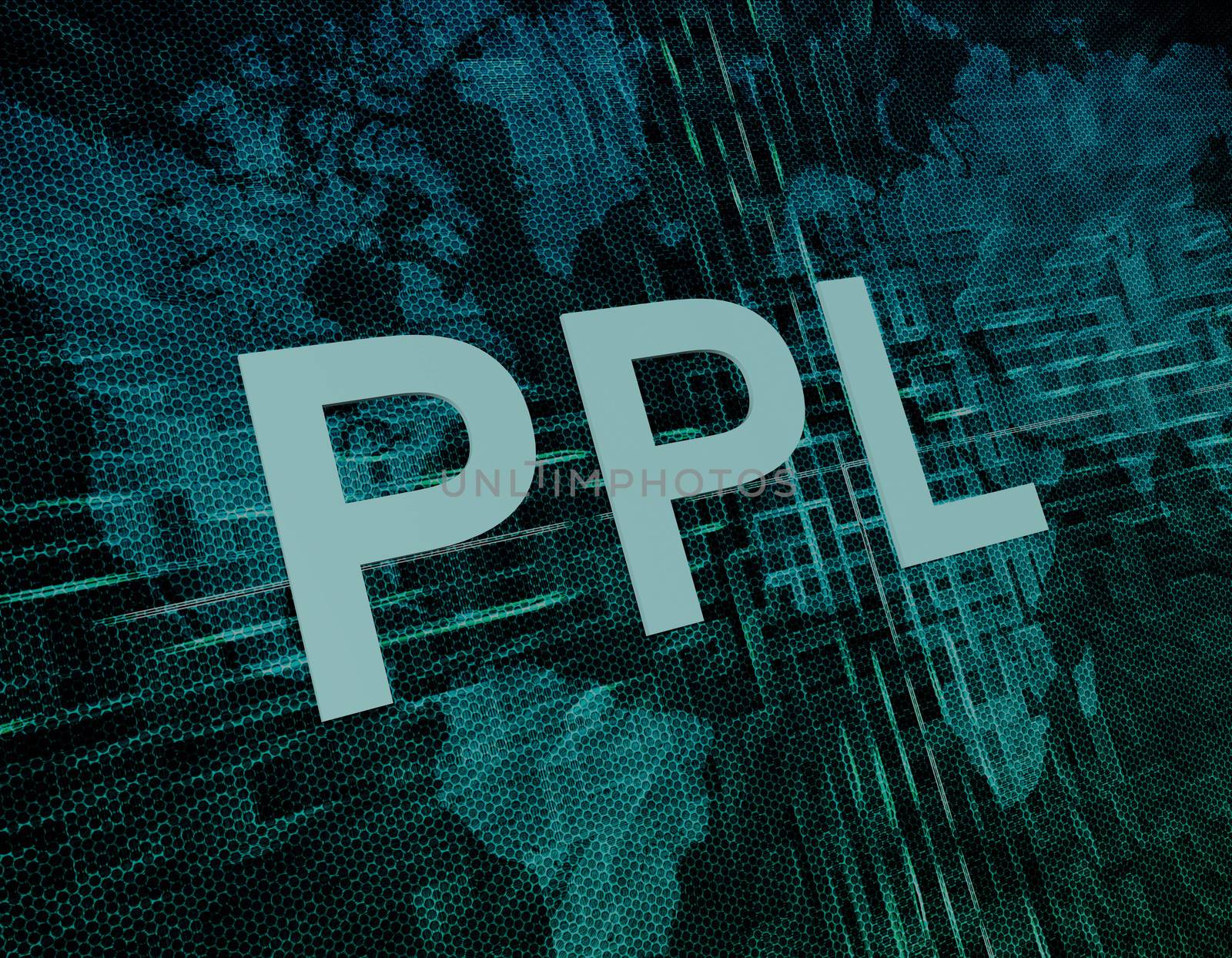 Words on digital world map concept: PPL
