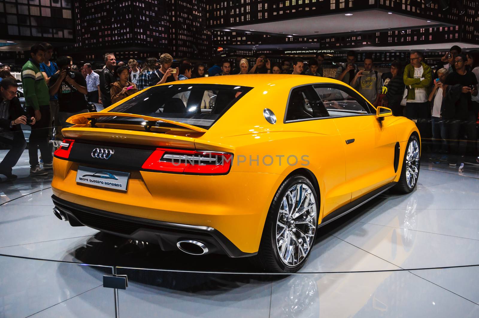 FRANKFURT - SEPT 21: Audi A3 Sport Quattro Concept presented as world premiere at the 65th IAA (Internationale Automobil Ausstellung) on September 21, 2013 in Frankfurt, Germany
