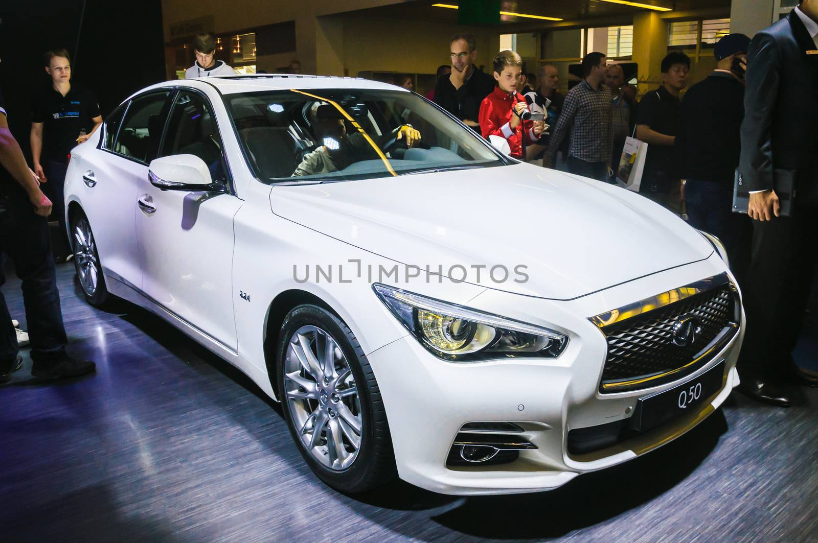 FRANKFURT - SEPT 21: INIFINITY Q50 presented as world premiere at the 65th IAA (Internationale Automobil Ausstellung) on September 21, 2013 in Frankfurt, Germany