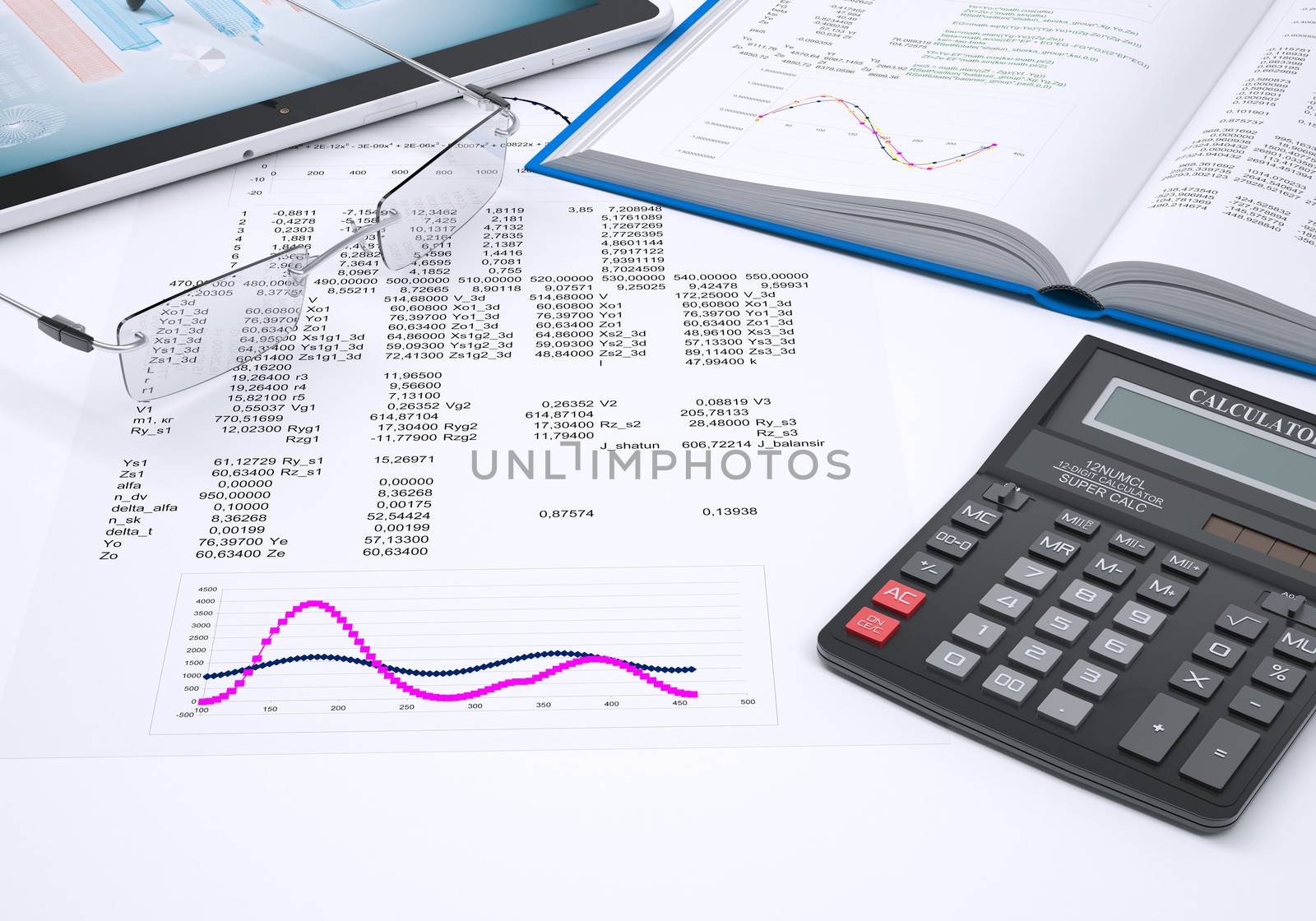 The book, calculator and paper charts by cherezoff