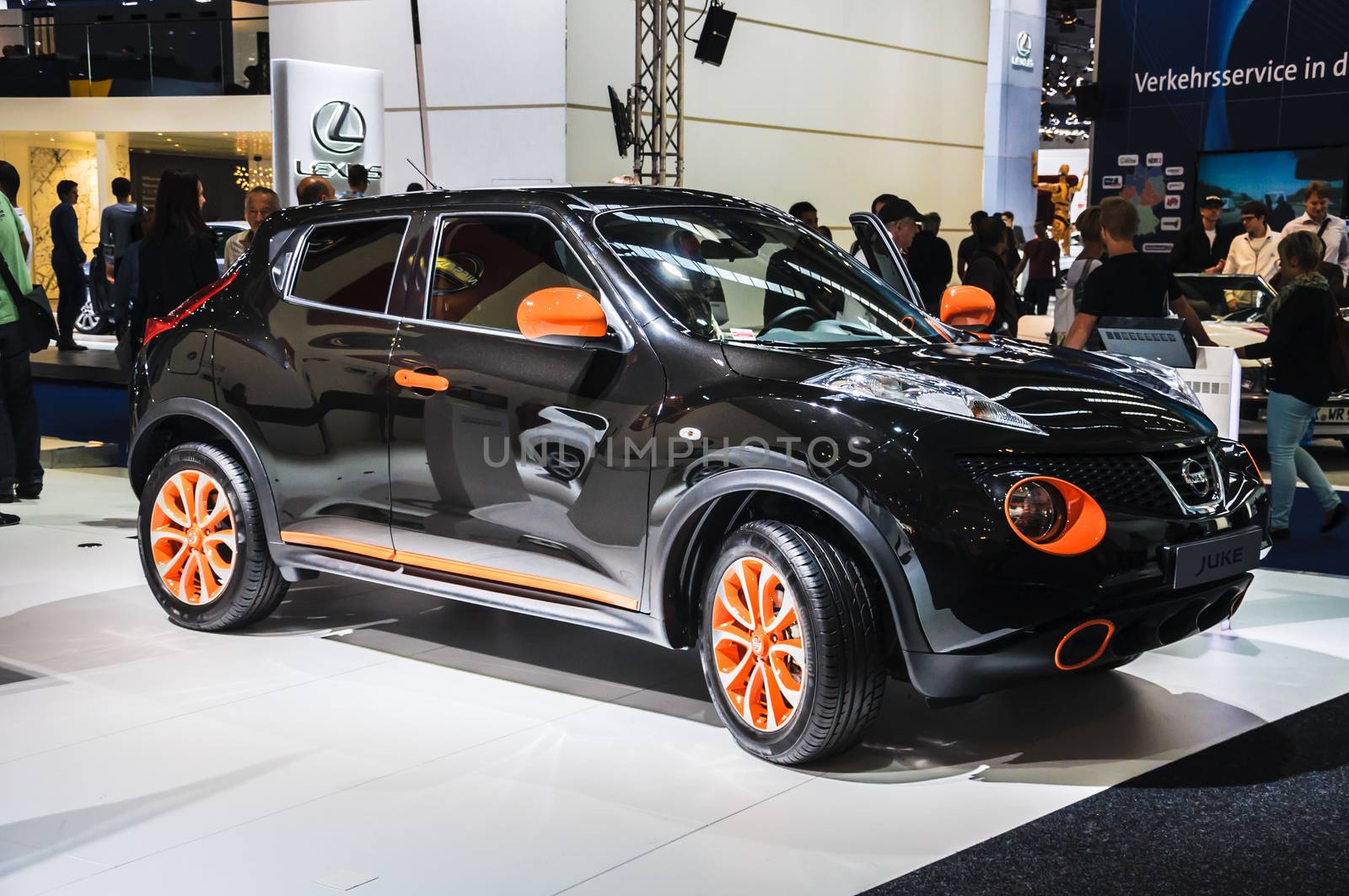 FRANKFURT - SEPT 21: NISSAN JUKE presented as world premiere at the 65th IAA (Internationale Automobil Ausstellung) on September 21, 2013 in Frankfurt, Germany