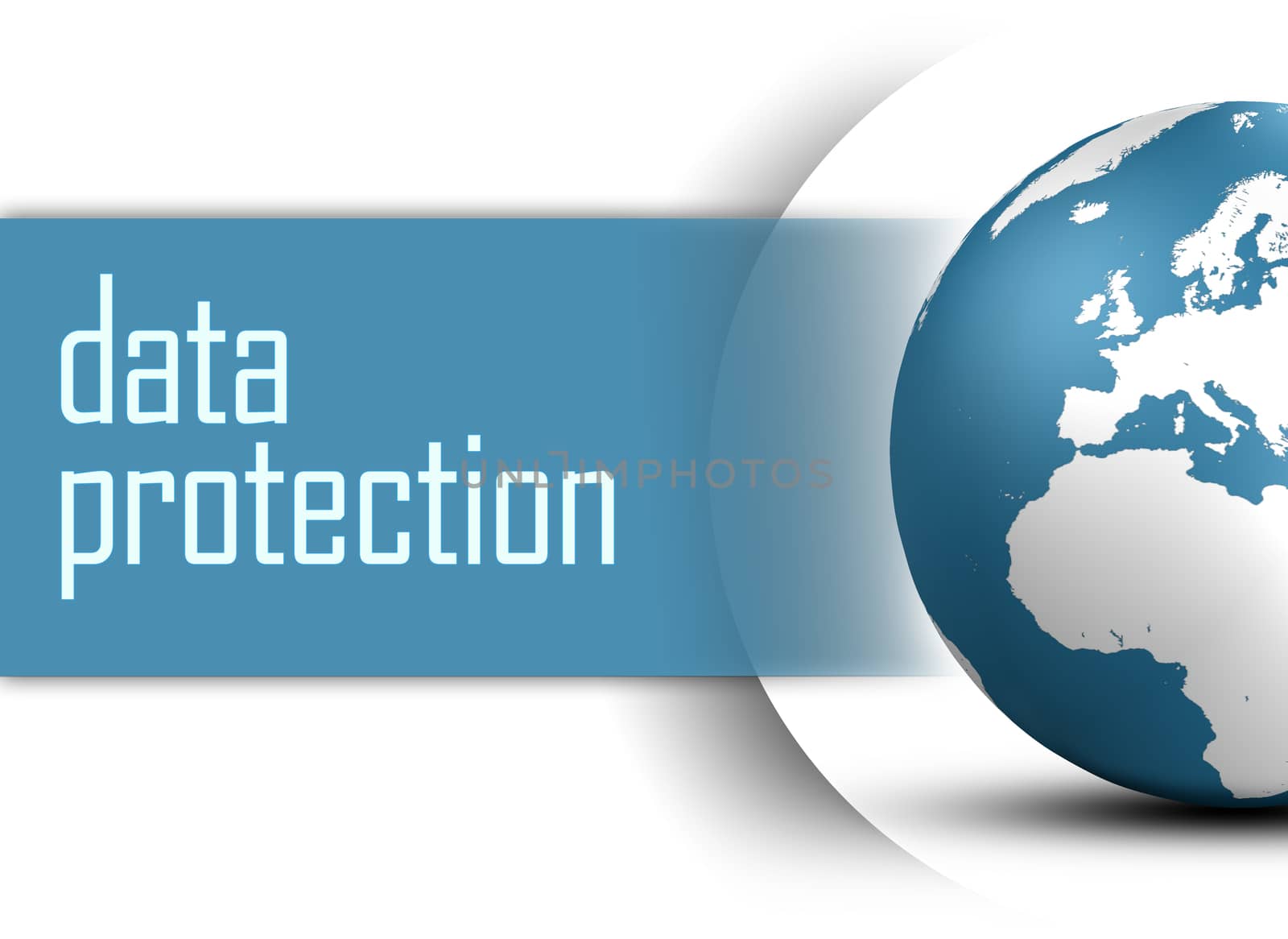 Data Protection concept with globe on white background