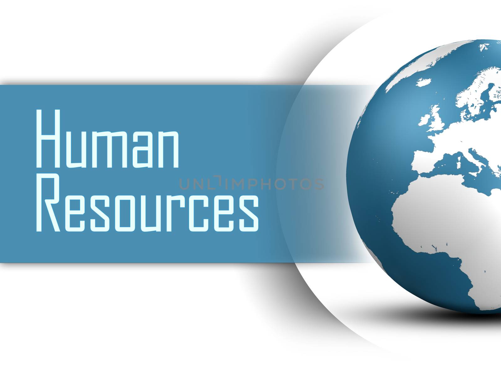 Human Resources concept with globe on white background