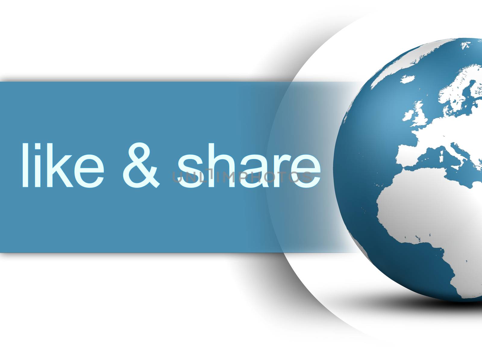 like and share concept with world globe on white background