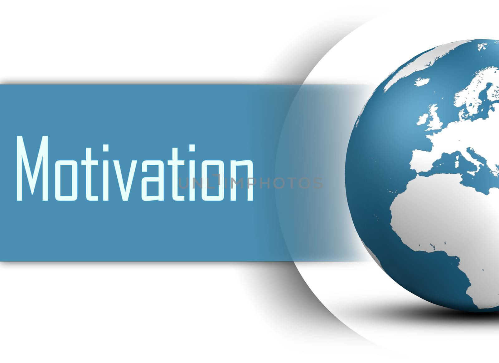 Motivation concept with globe on white background