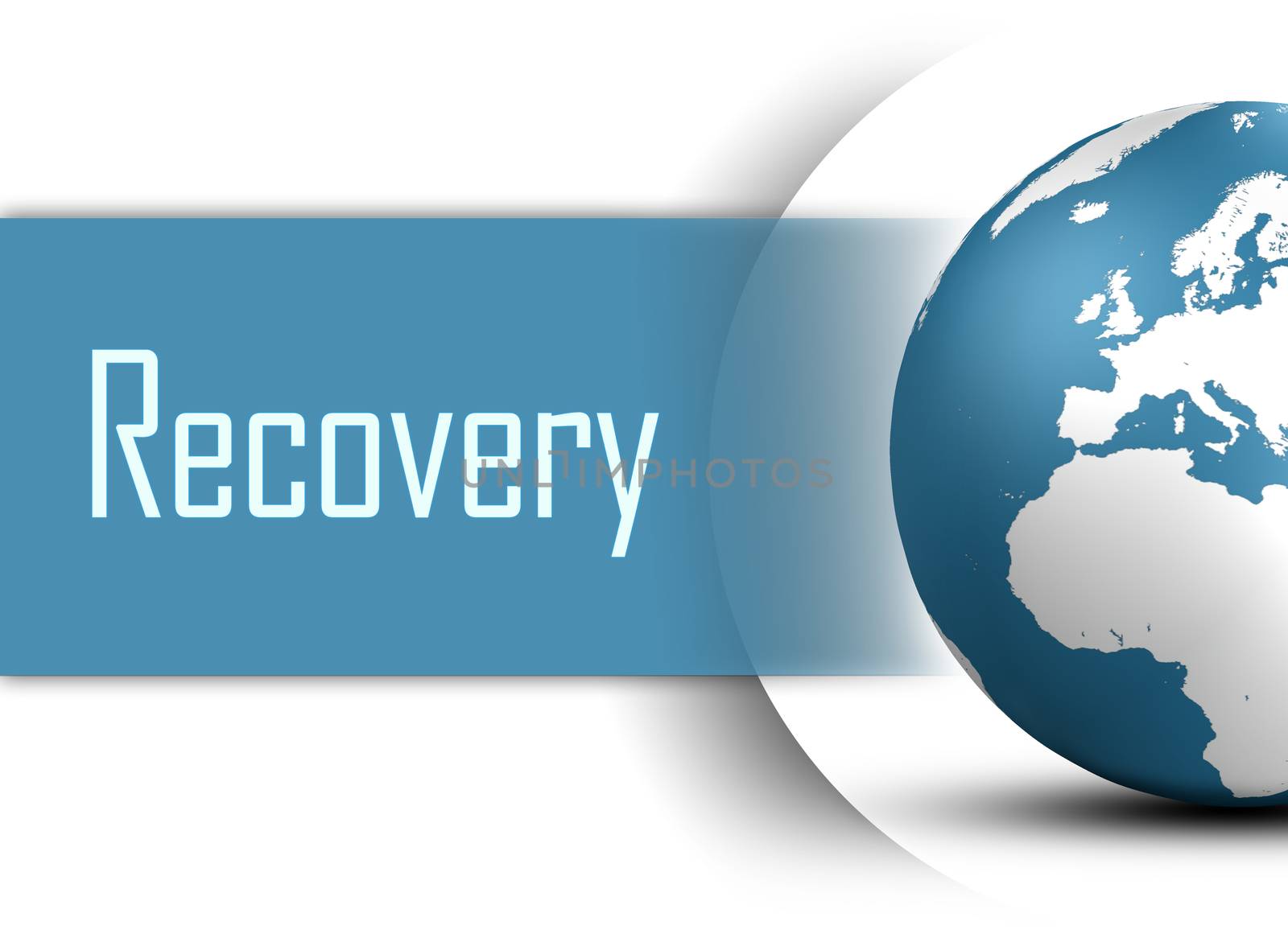 Recovery concept with globe on white background