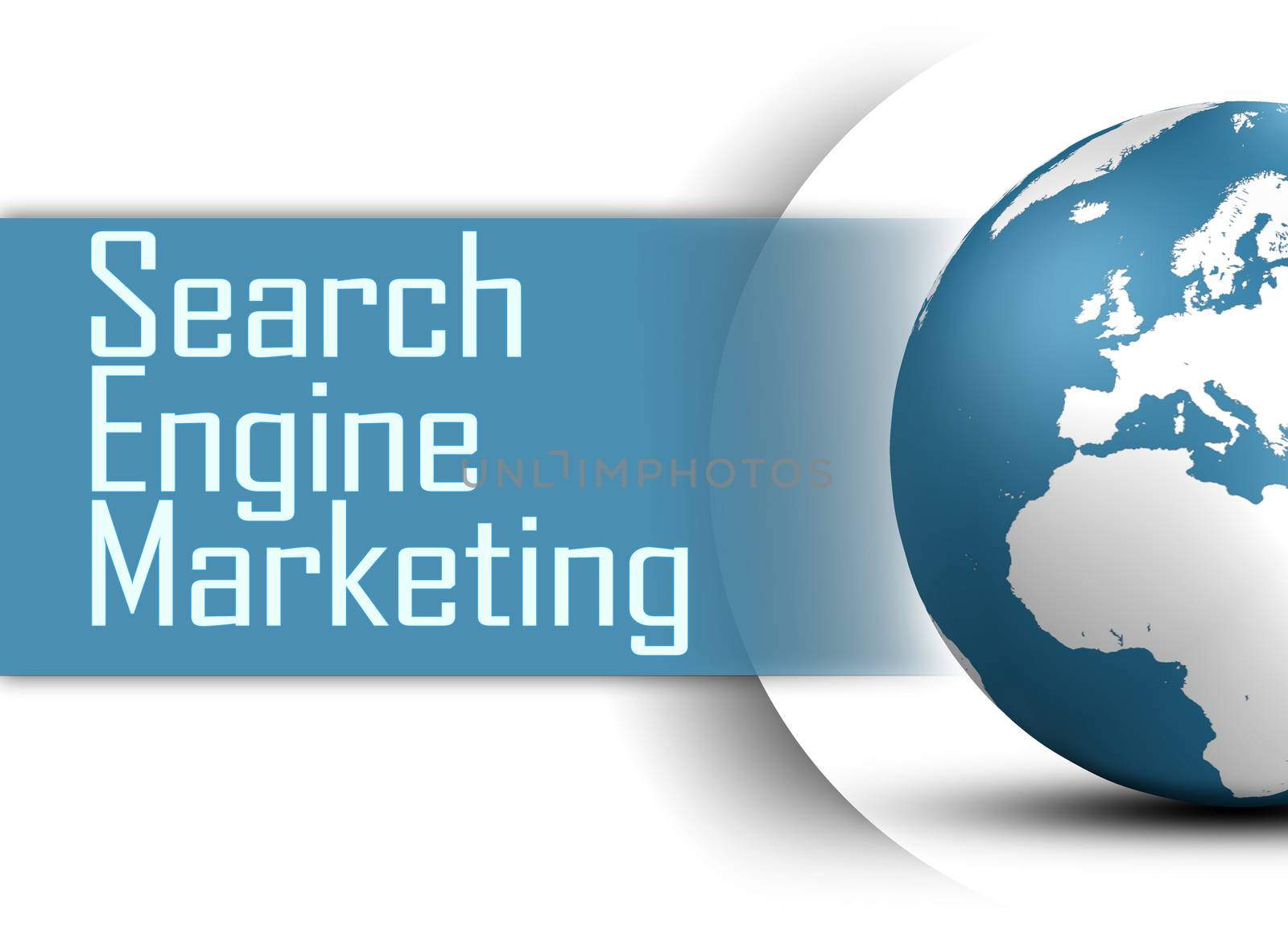 Search Engine Marketing concept  with globe on white background