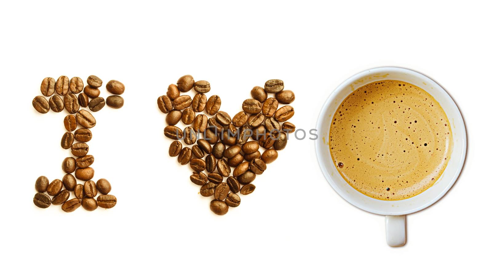 I love coffee isolated on white background