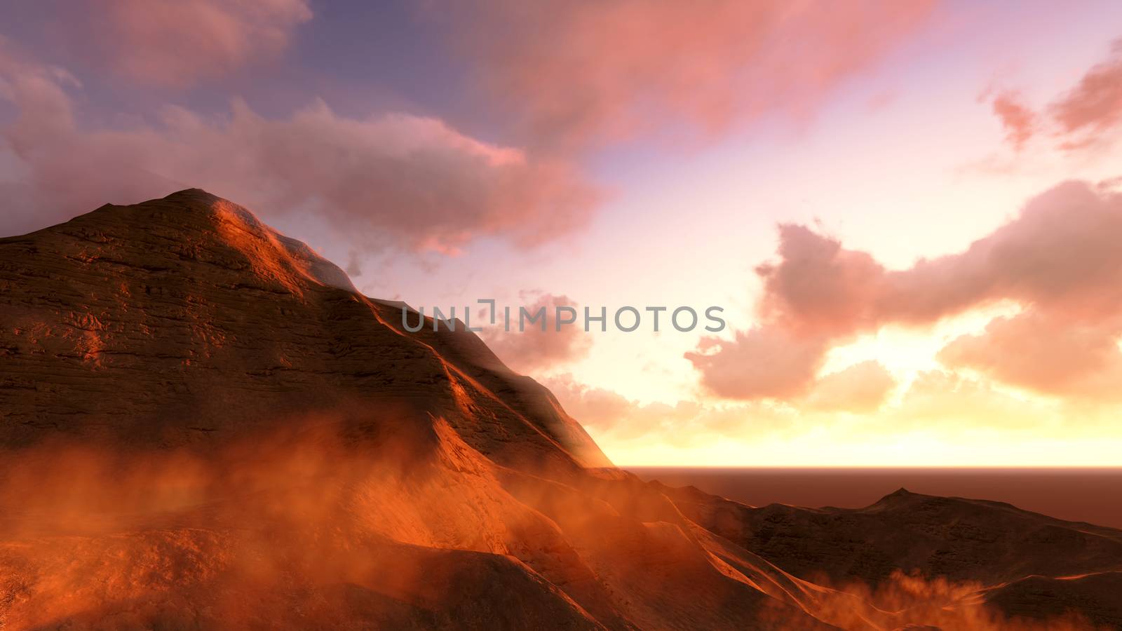 3D for the grand canyon national park in sunset and Mars