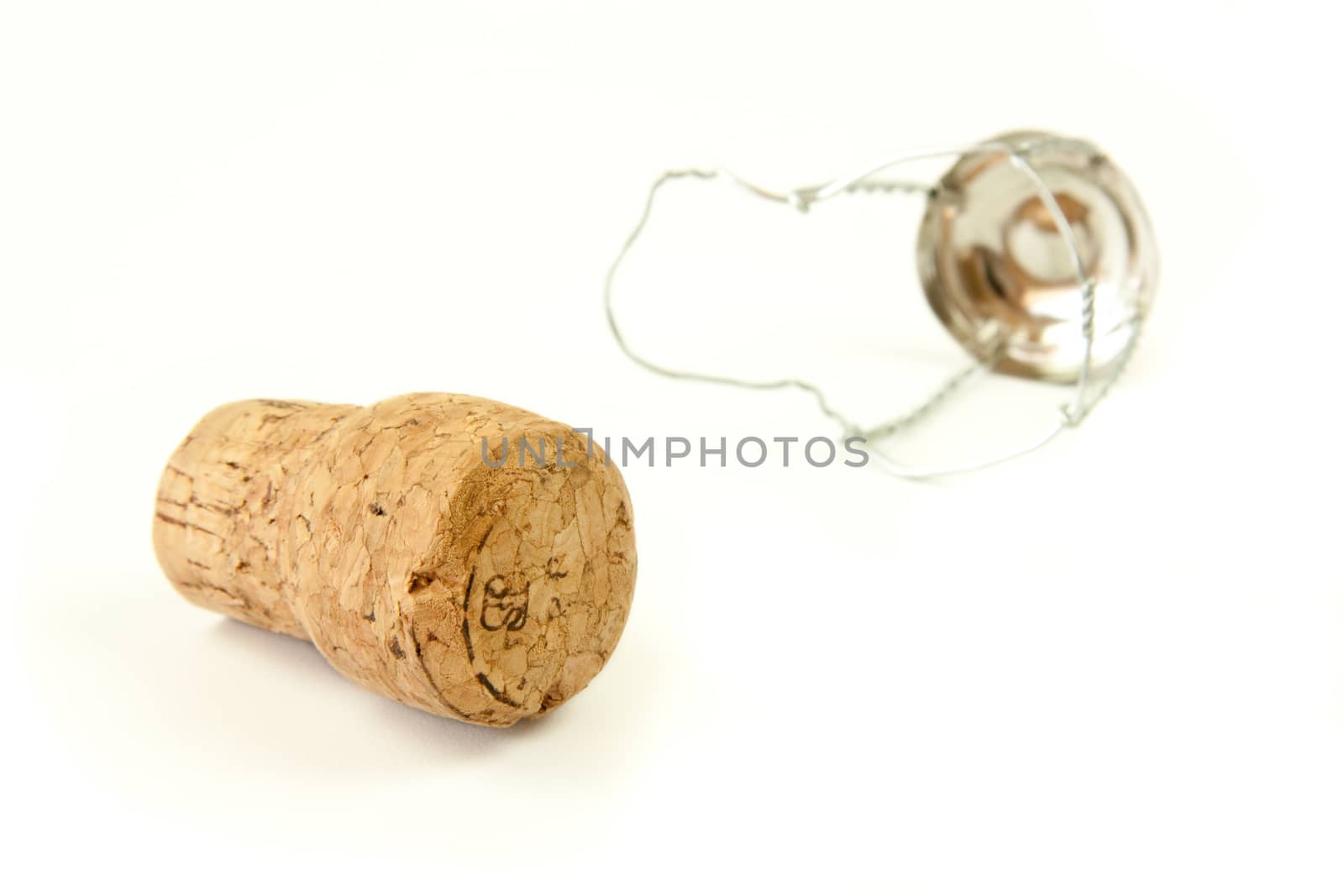 Champagne cork isolated on white background