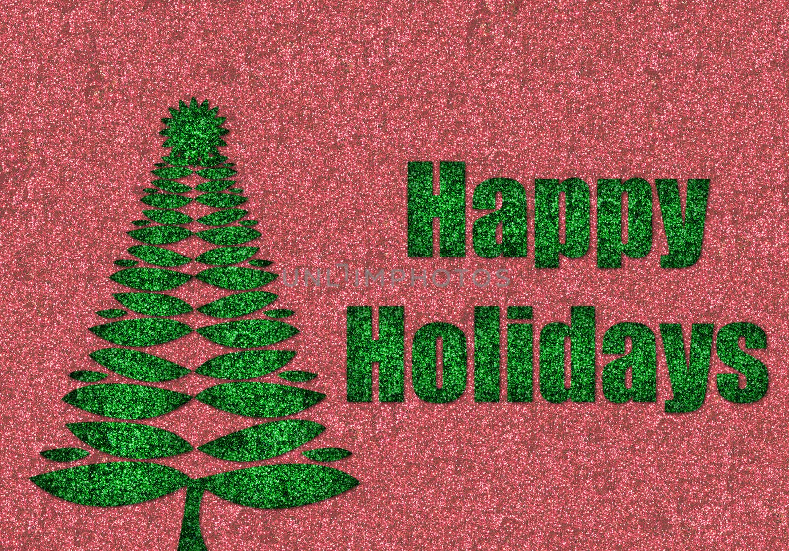 happy holidays in glitter with retro christmas tree by ftlaudgirl