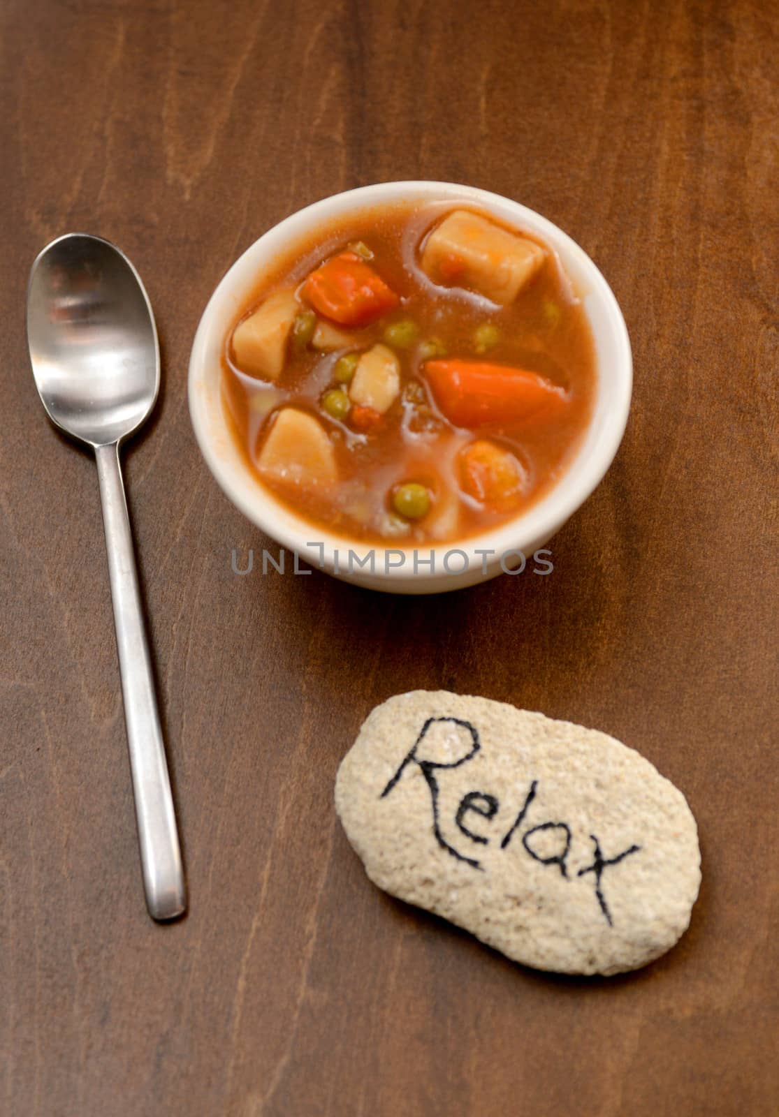 relax with bowl of country vegetable soup