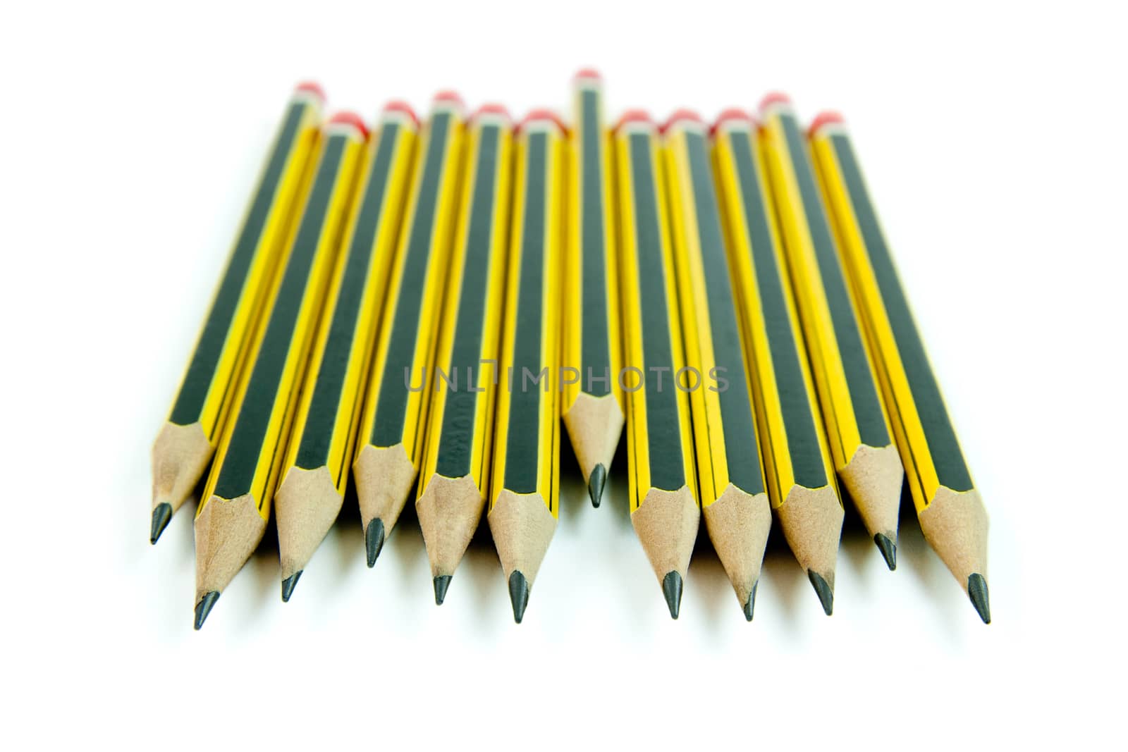 Yellow pencils isolated on white background