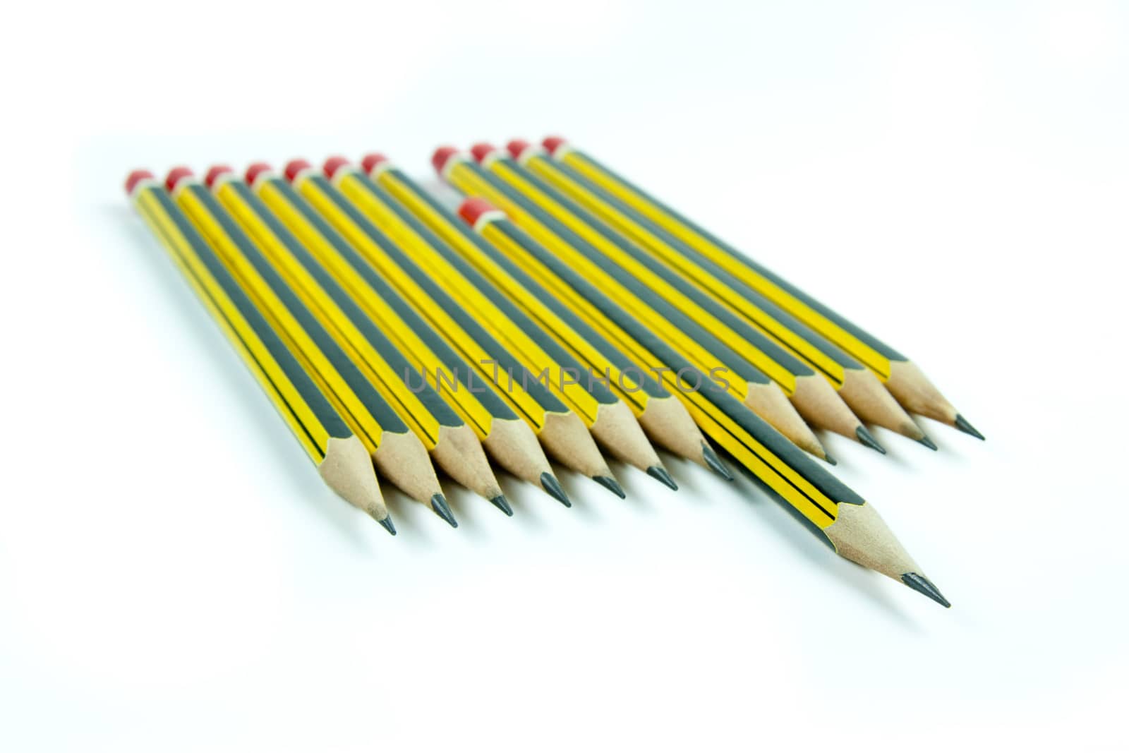 Sharp pencils with one standing out