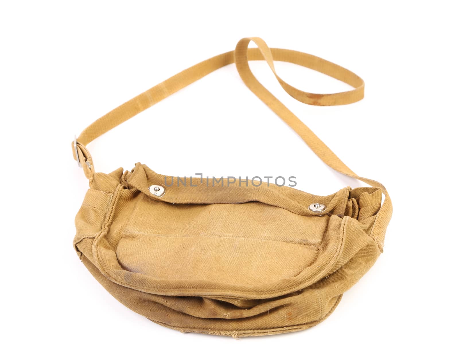 Old army bag. Isolated on a white background.