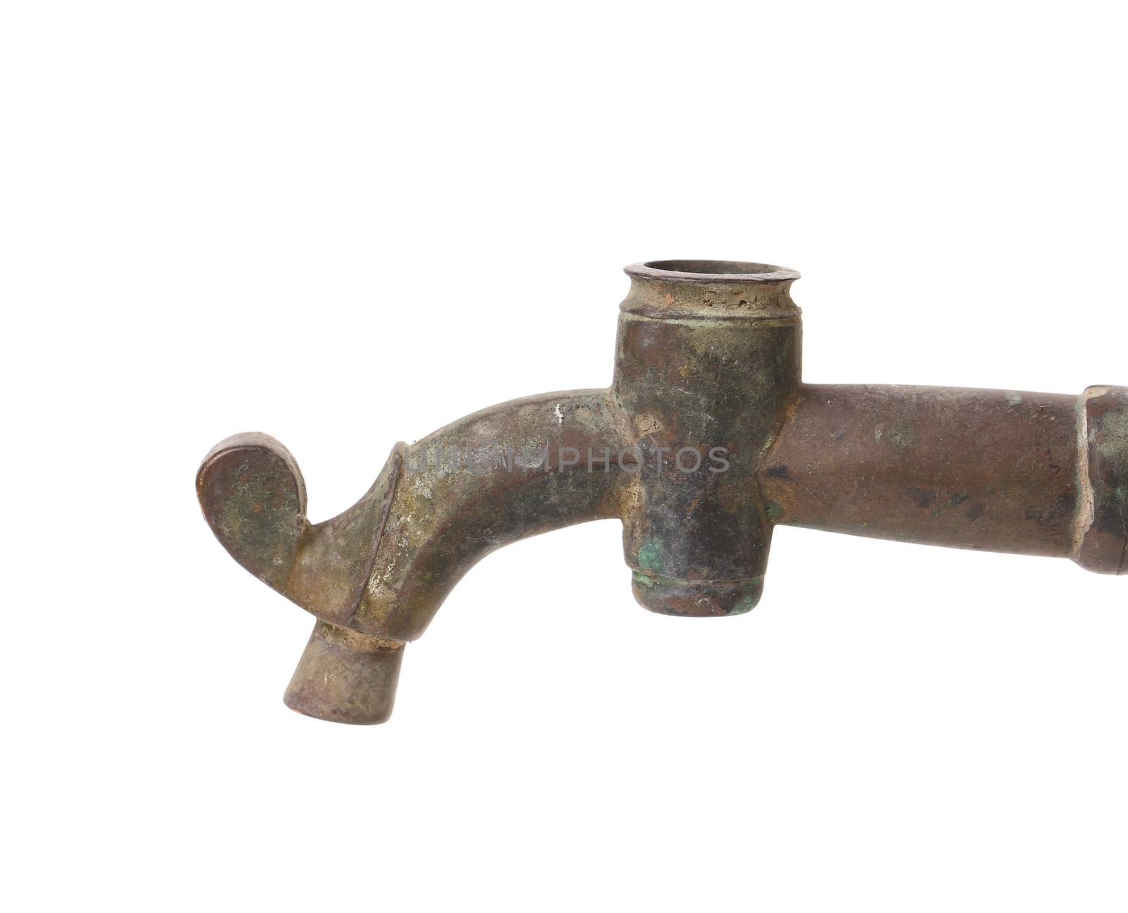 Old samovar tap. Isolated on a white background.