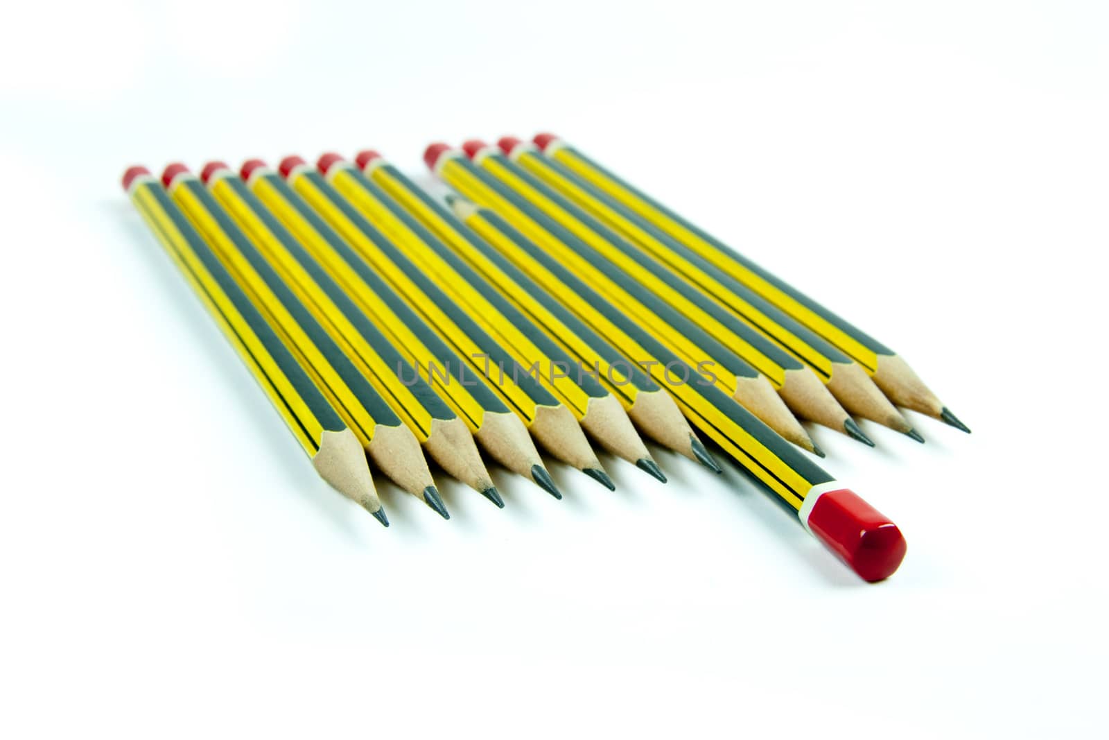 Sharp pencils with one standing out