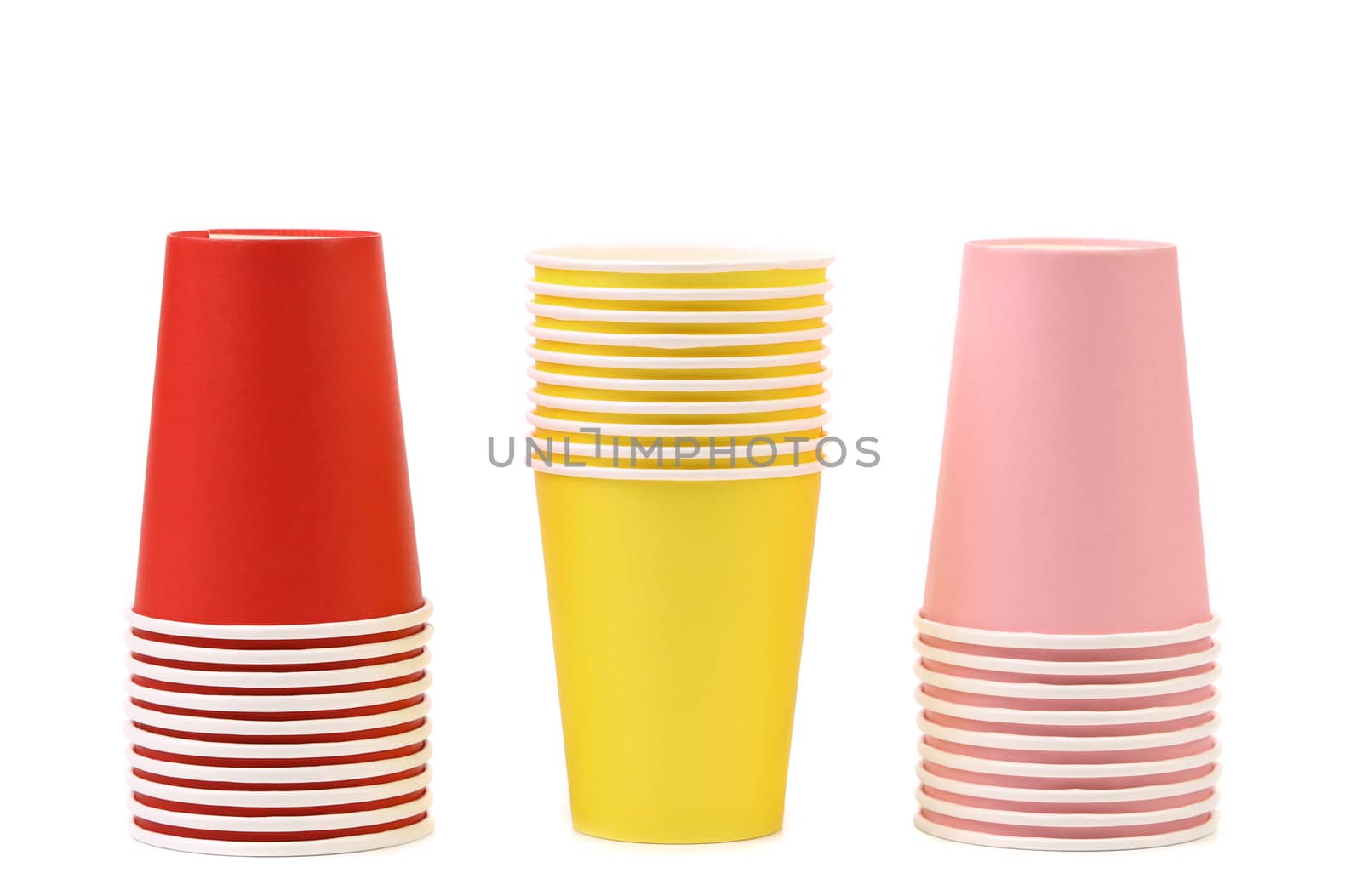 Colorful paper coffee cup. Isolated on a white background.