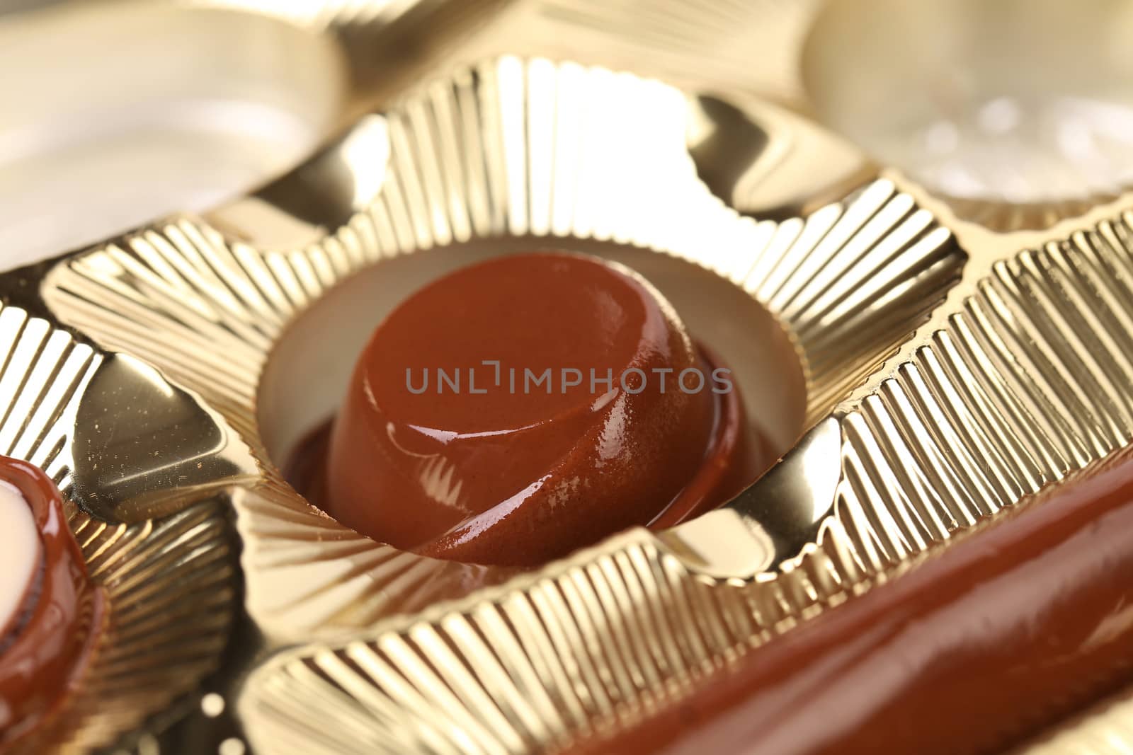 Box of chocolates. Close up. Whole background.