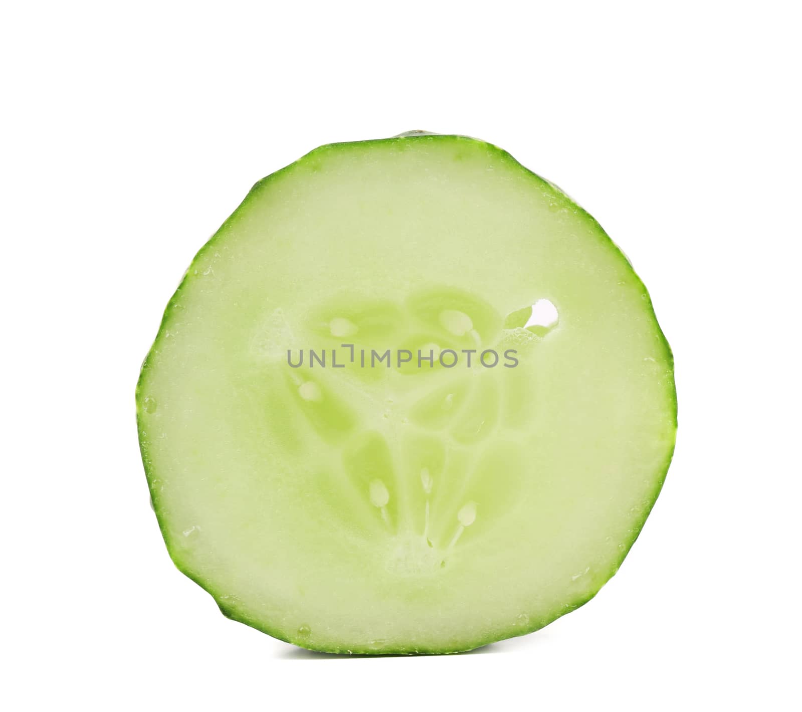 Slice of resh cucumber. Isolated on a white background.
