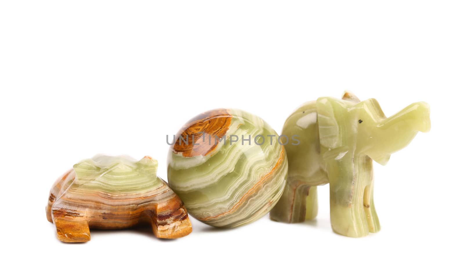 Handicrafts of jasper. Isolated on a white background.