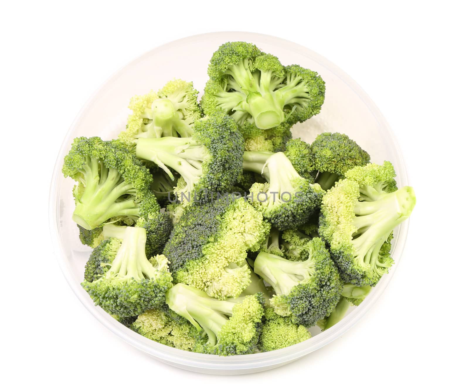 broccoli in a bowl on a white background