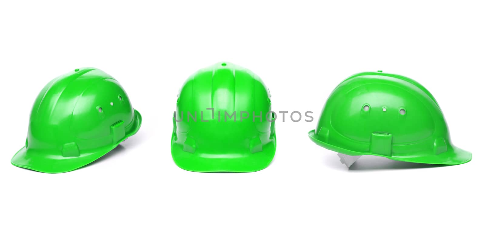 Three identical green hard hat. by indigolotos