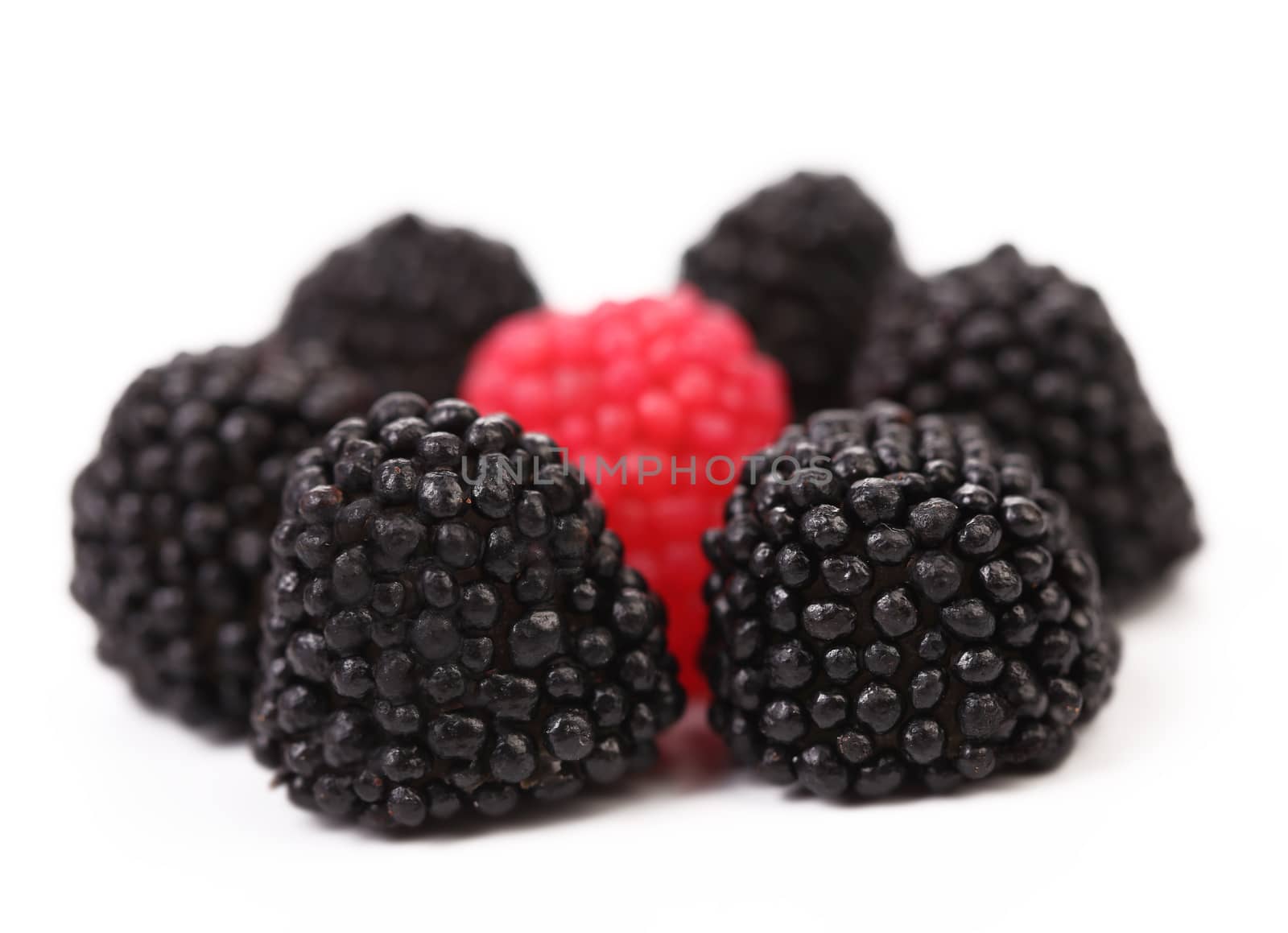 Blackberries candy isolated on a white background