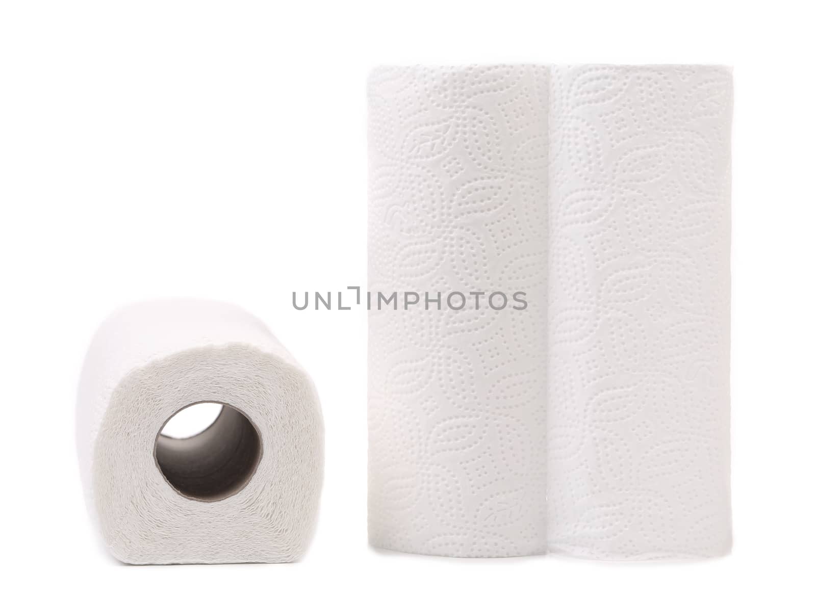 Roller towels isolated on a white background