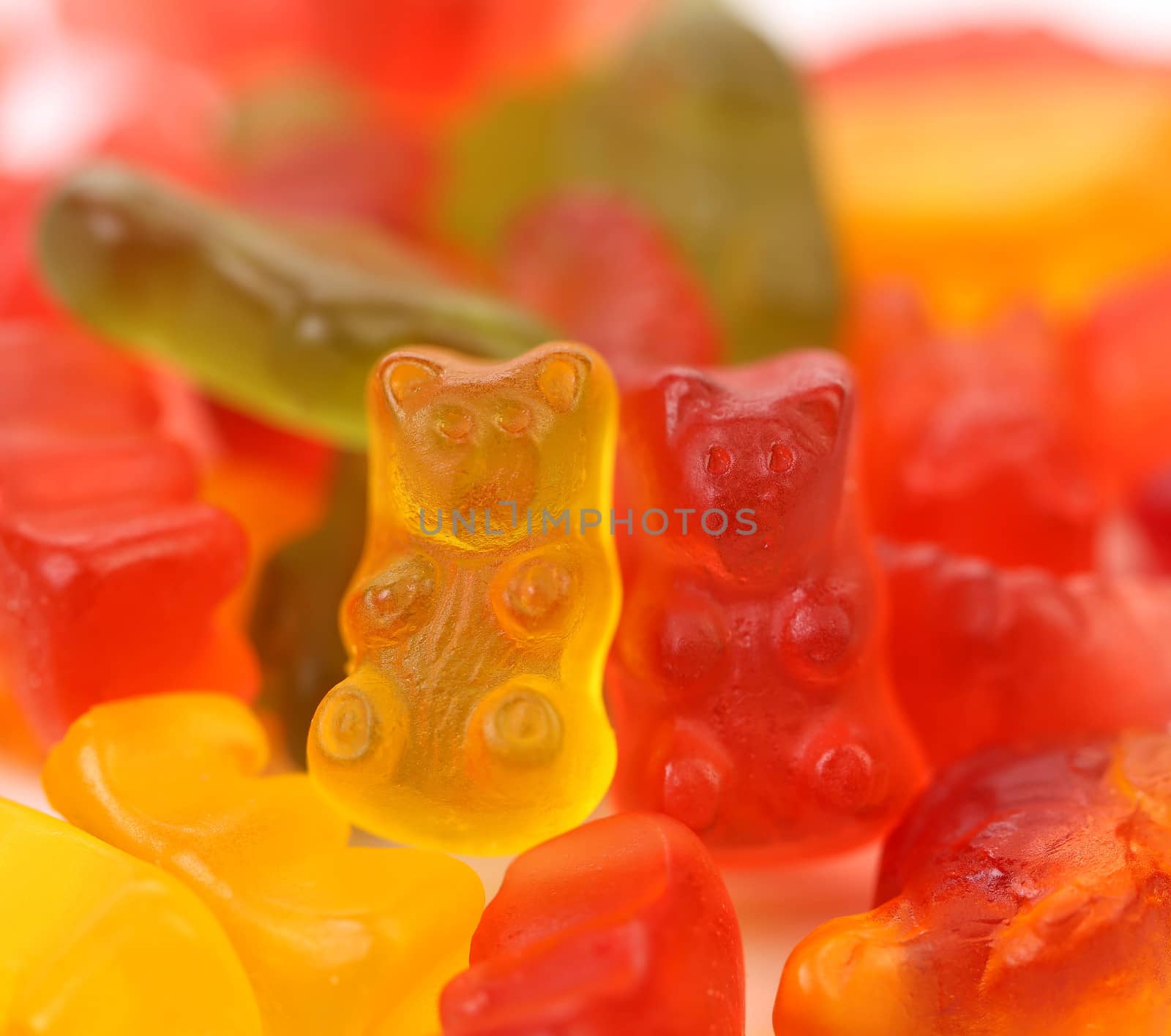 Background of gummi bears yellow and red