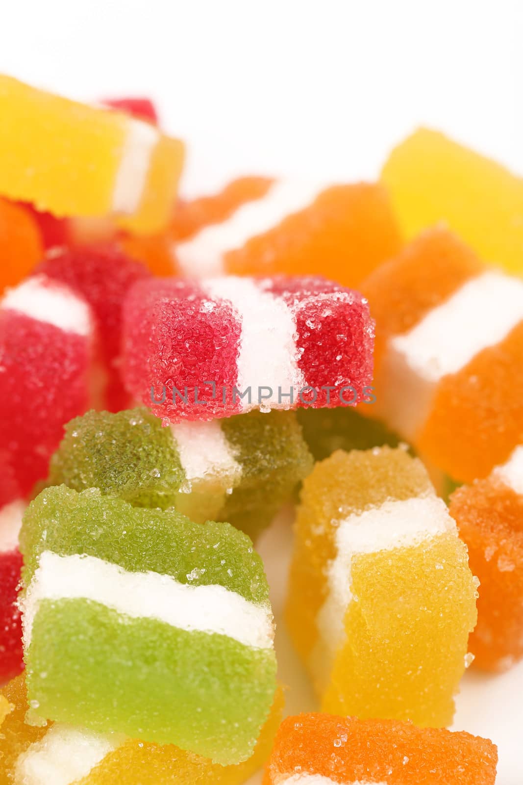 Colorful jelly candies and empty space for your text
