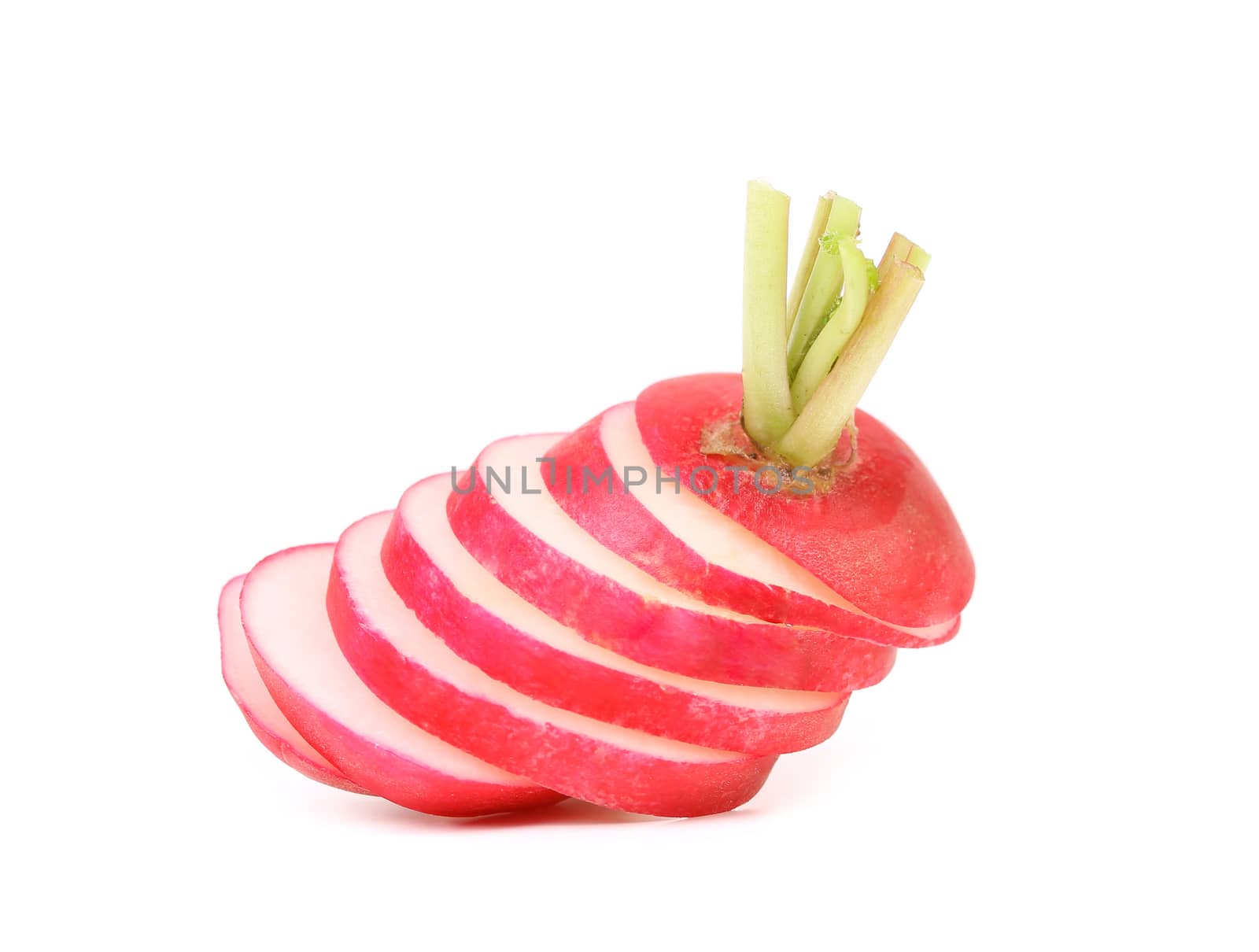 Fresh sliced radish isolated on a white background