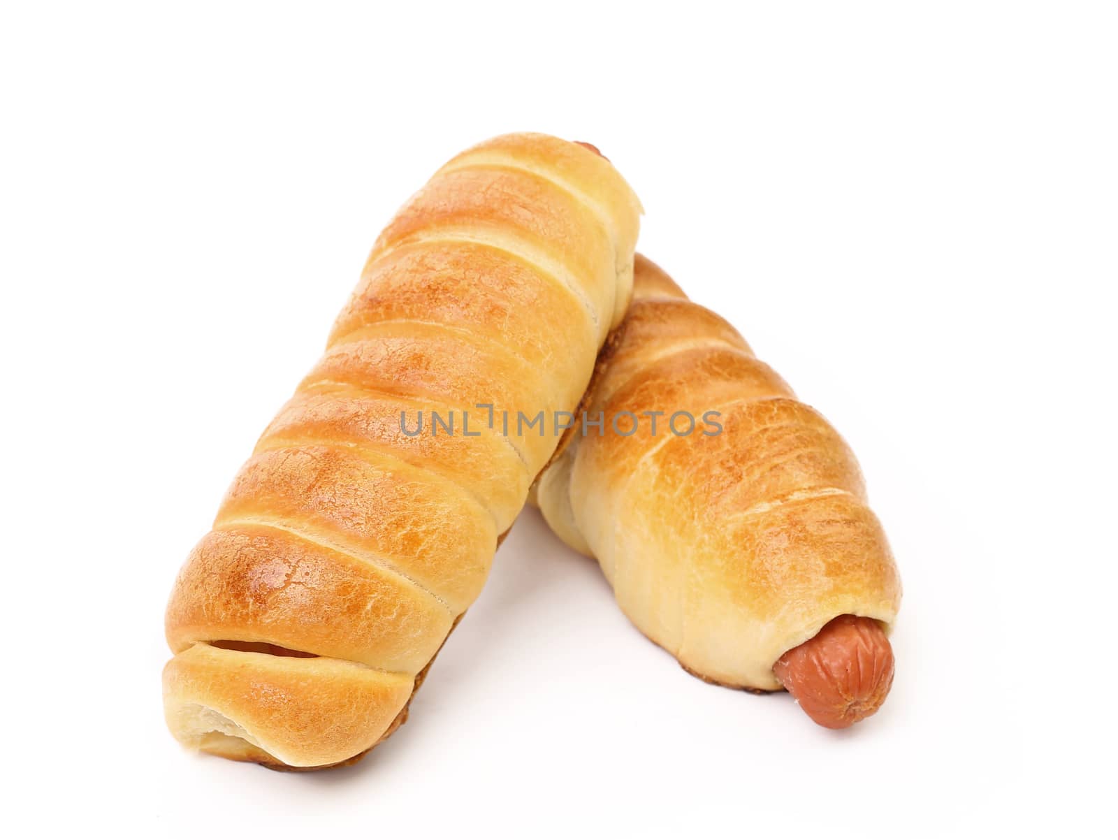 Sausage bun isolated on a white background