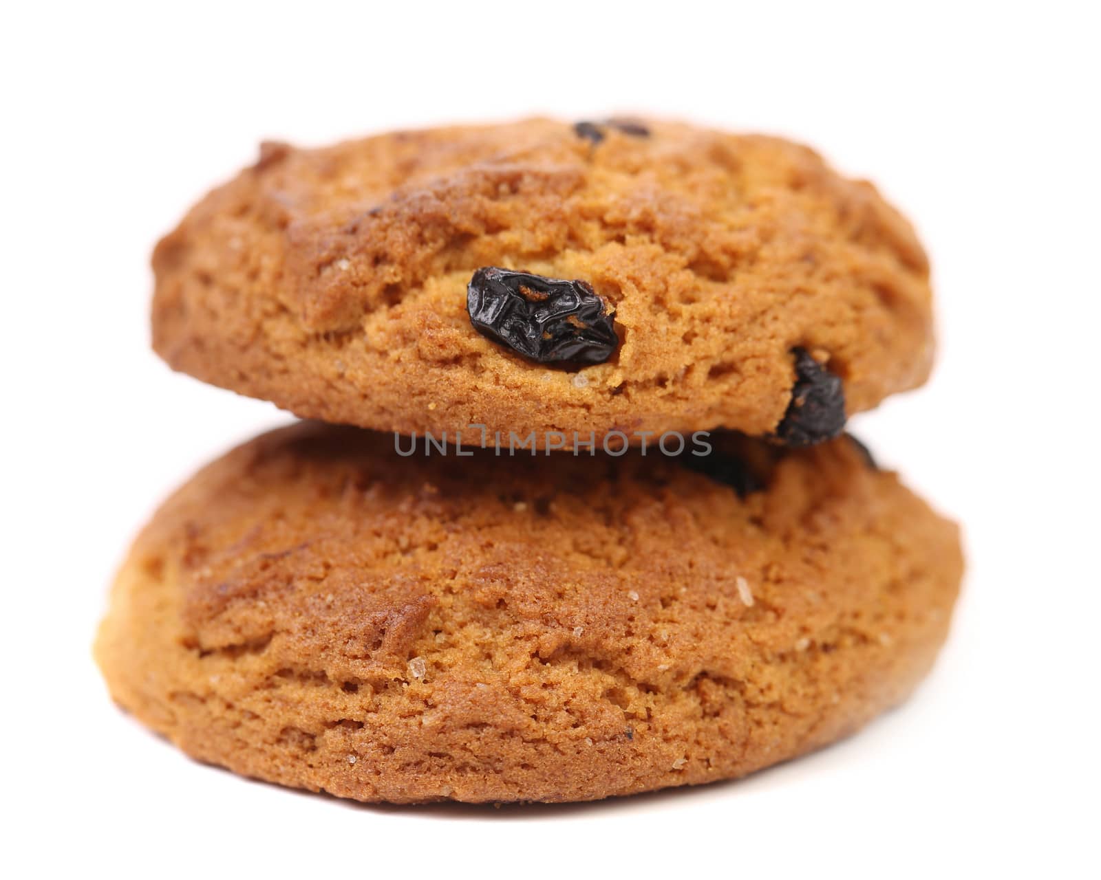 oatmeal chocolate chip cookies isolated on white background