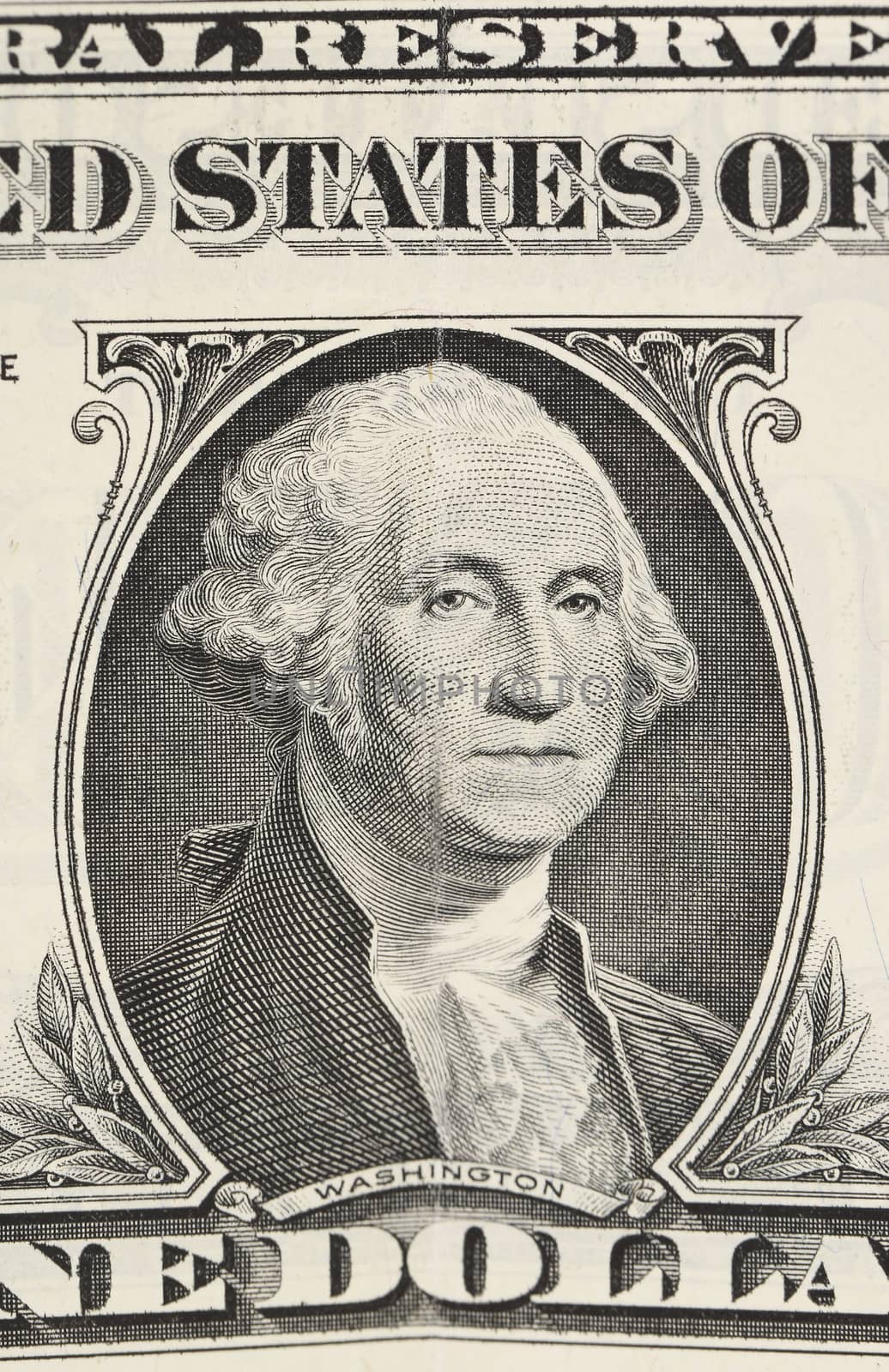 One dollar banknote - portrait of President George Washington.