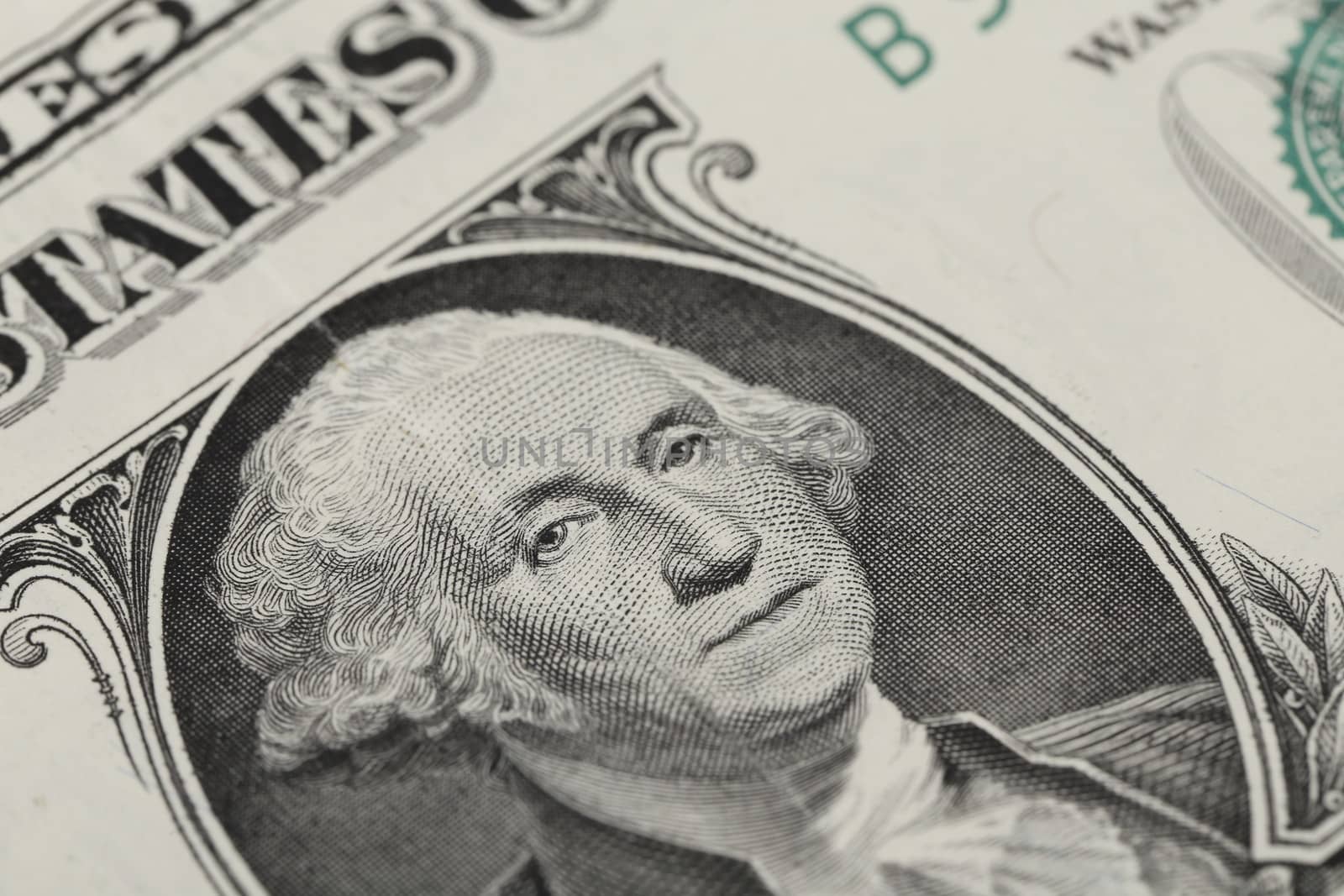 Background of one dollar banknote. Close up