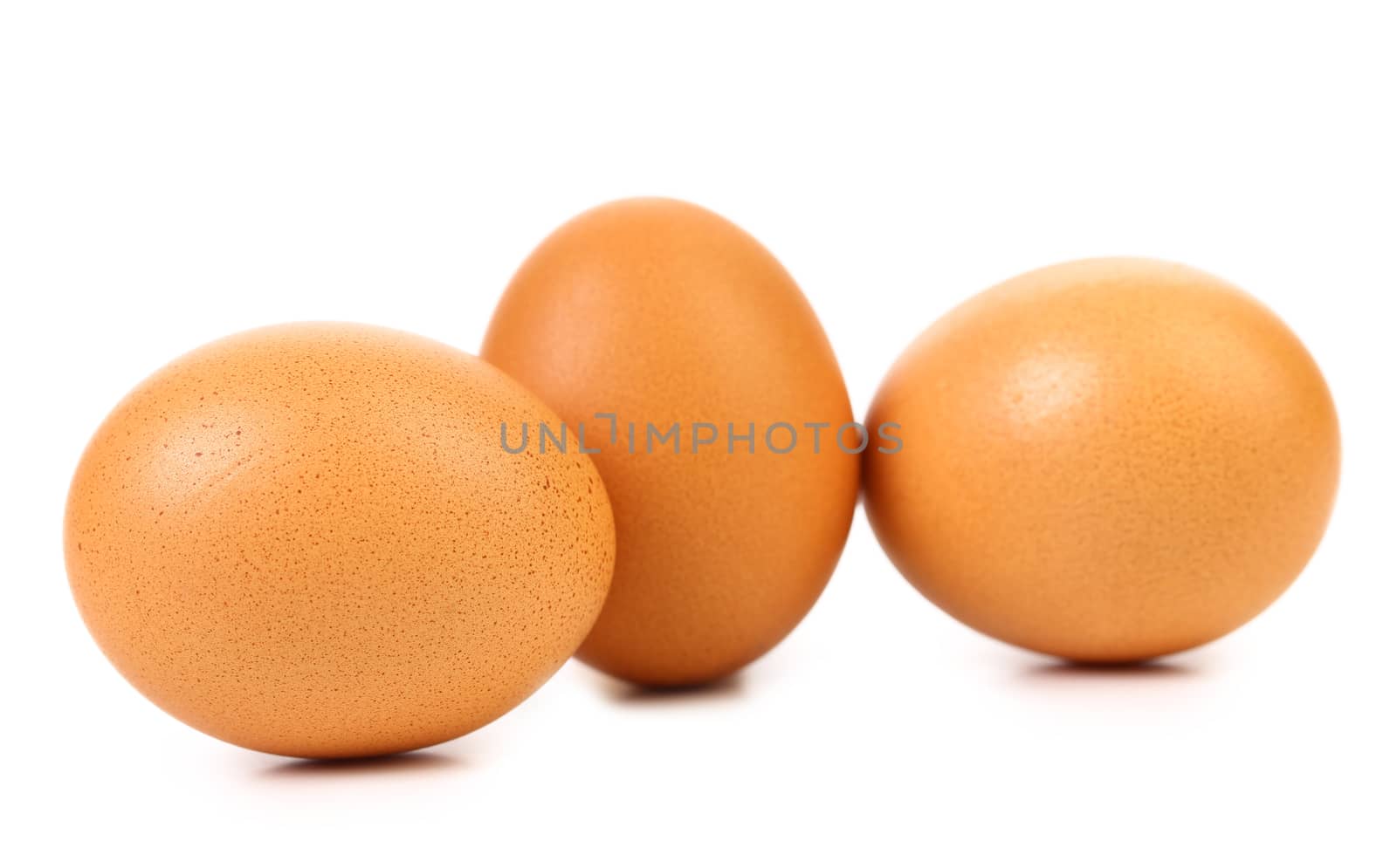 Three eggs isolated on a white background