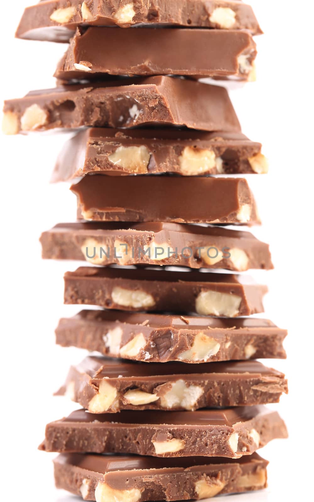 Tasty morsel of milk chocolate with nuts
