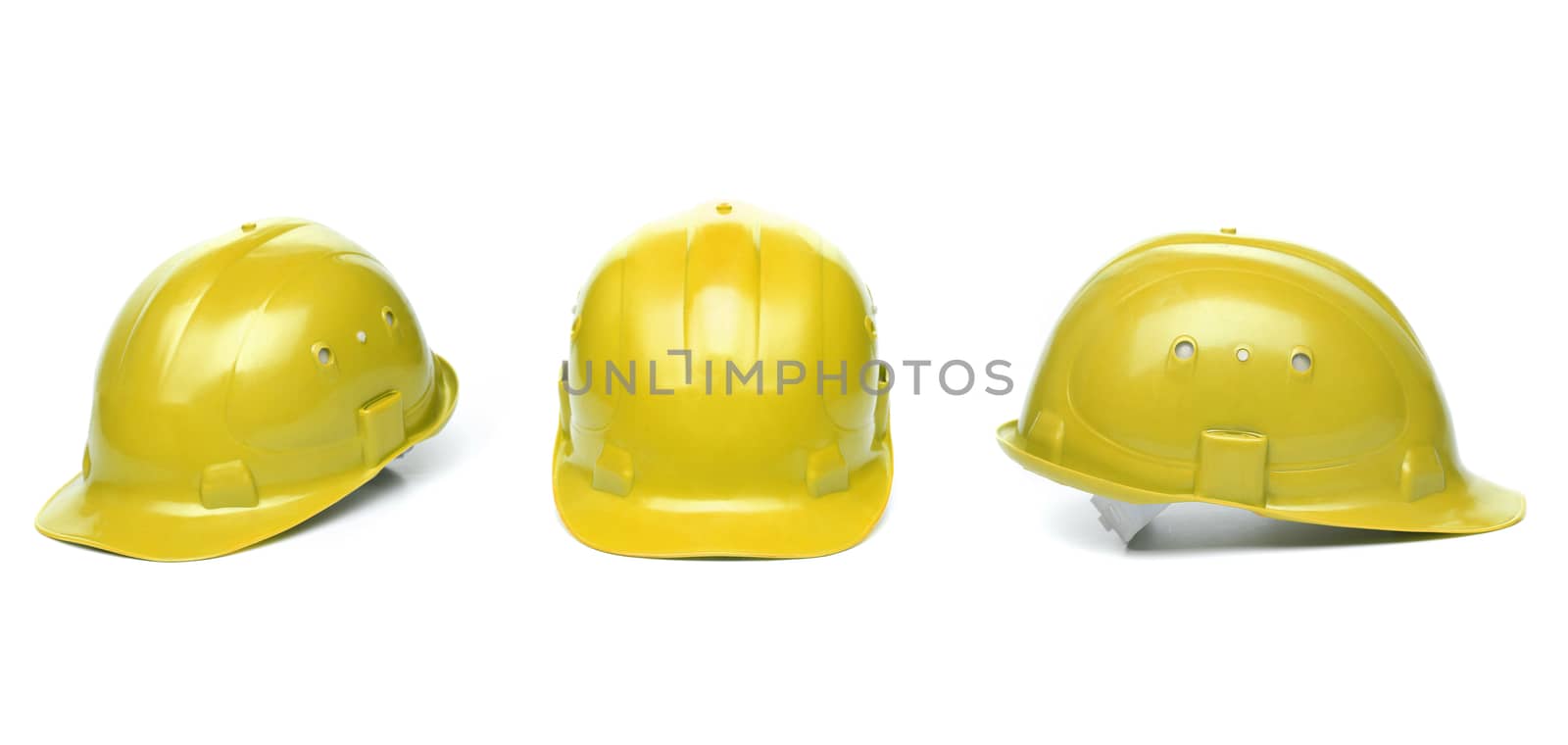 Collagr of yellow hard hats by indigolotos