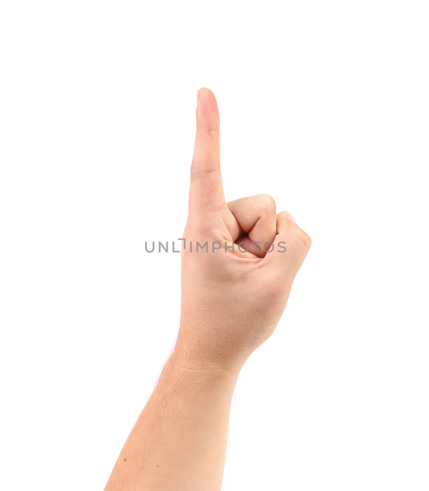 Score on the finger. Isolated on a white background.