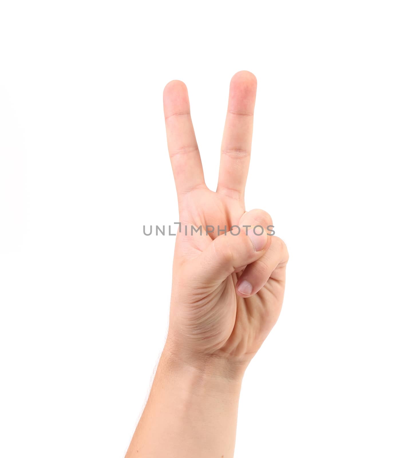 Score on the finger. Isolated on a white background.
