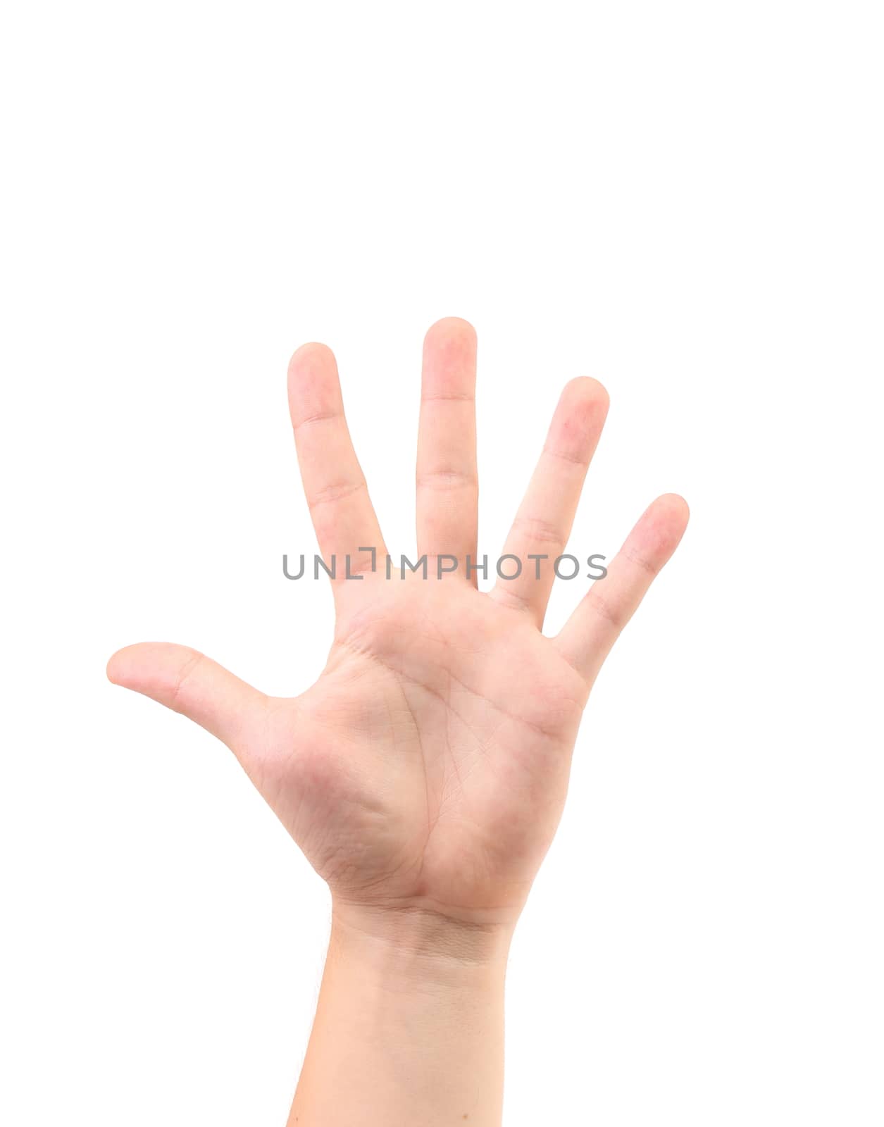 Score on the finger. Isolated on a white background.