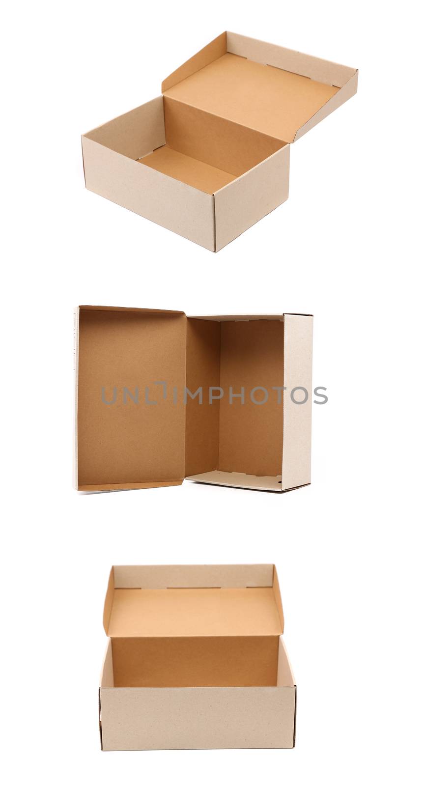 Collage of carton boxes. Isolated on a white background.