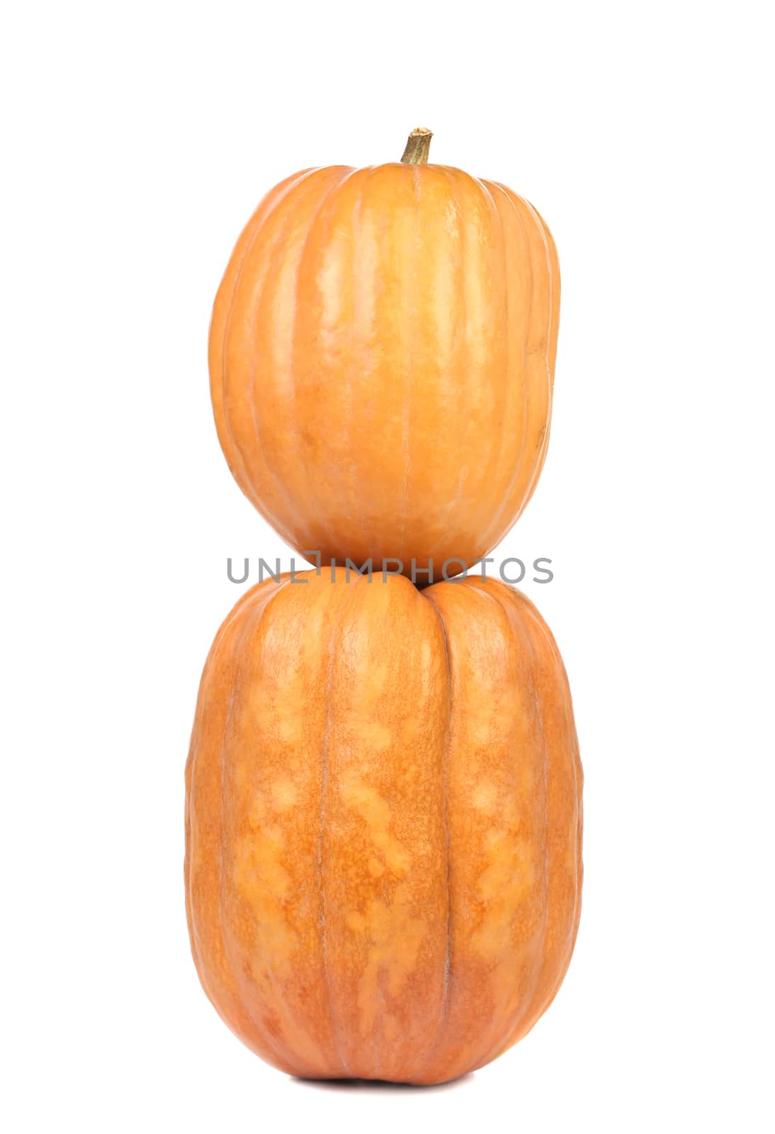 Stack of pumpkins. Isolated on a white background.
