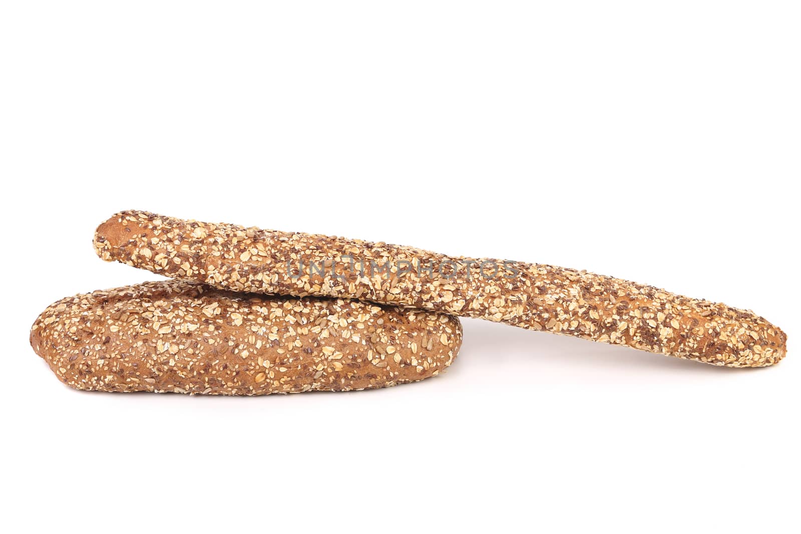 Multi - grain brown breads. Isolated on a white background.